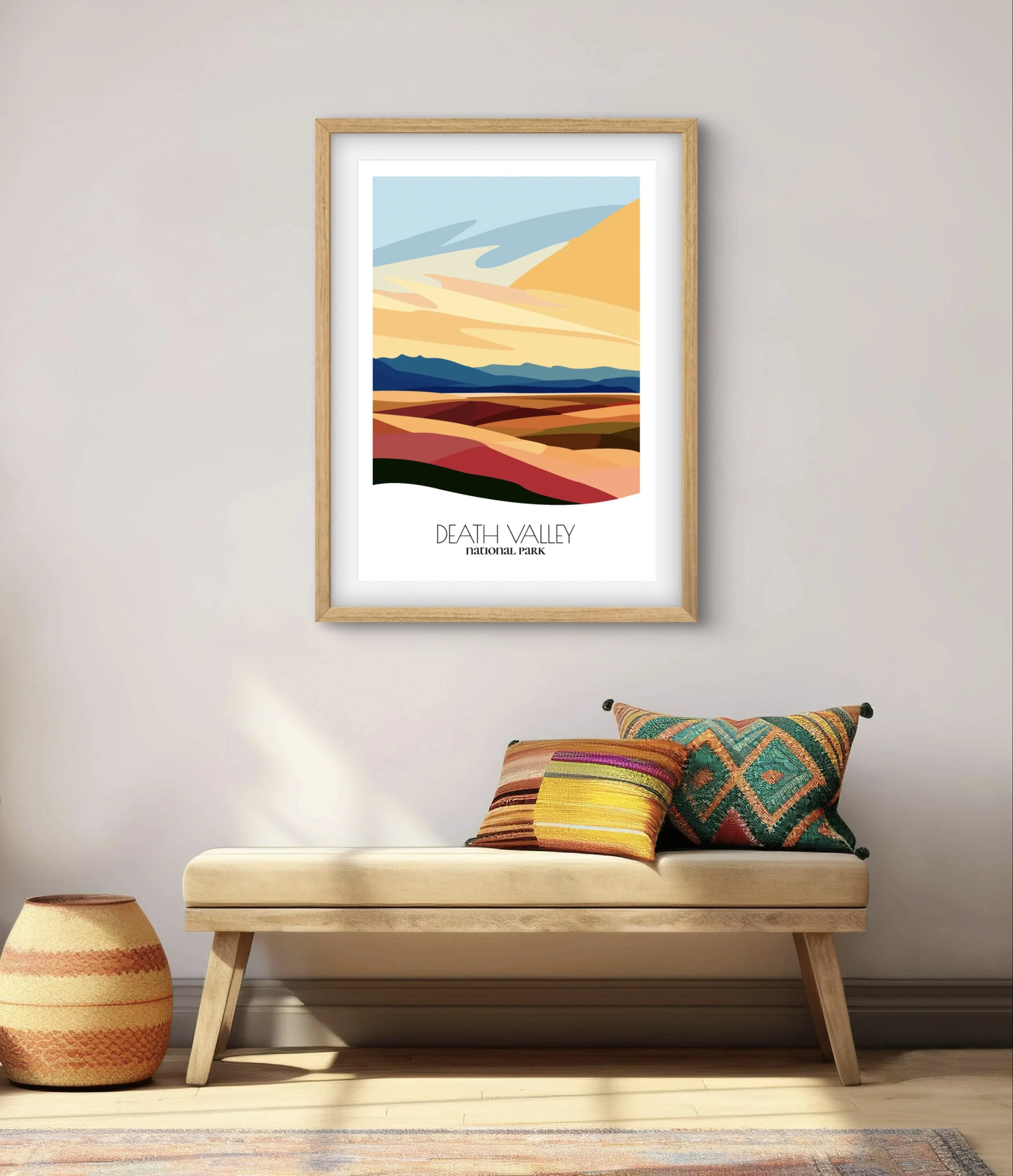Modern minimalist art of Death Valley National Park, versatile decor for home and office.