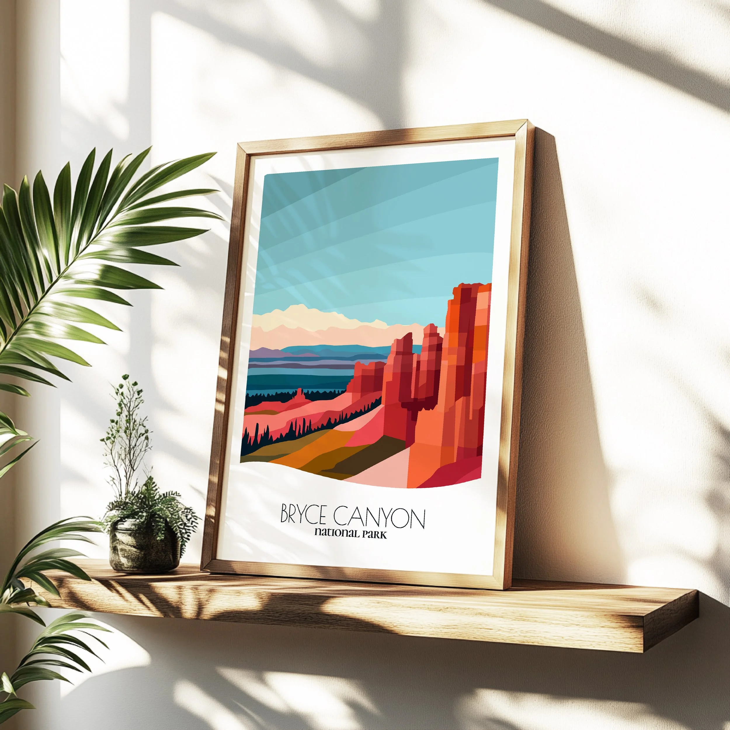 Minimalist travel poster of Bryce Canyon National Park with clean modern design for travelers.