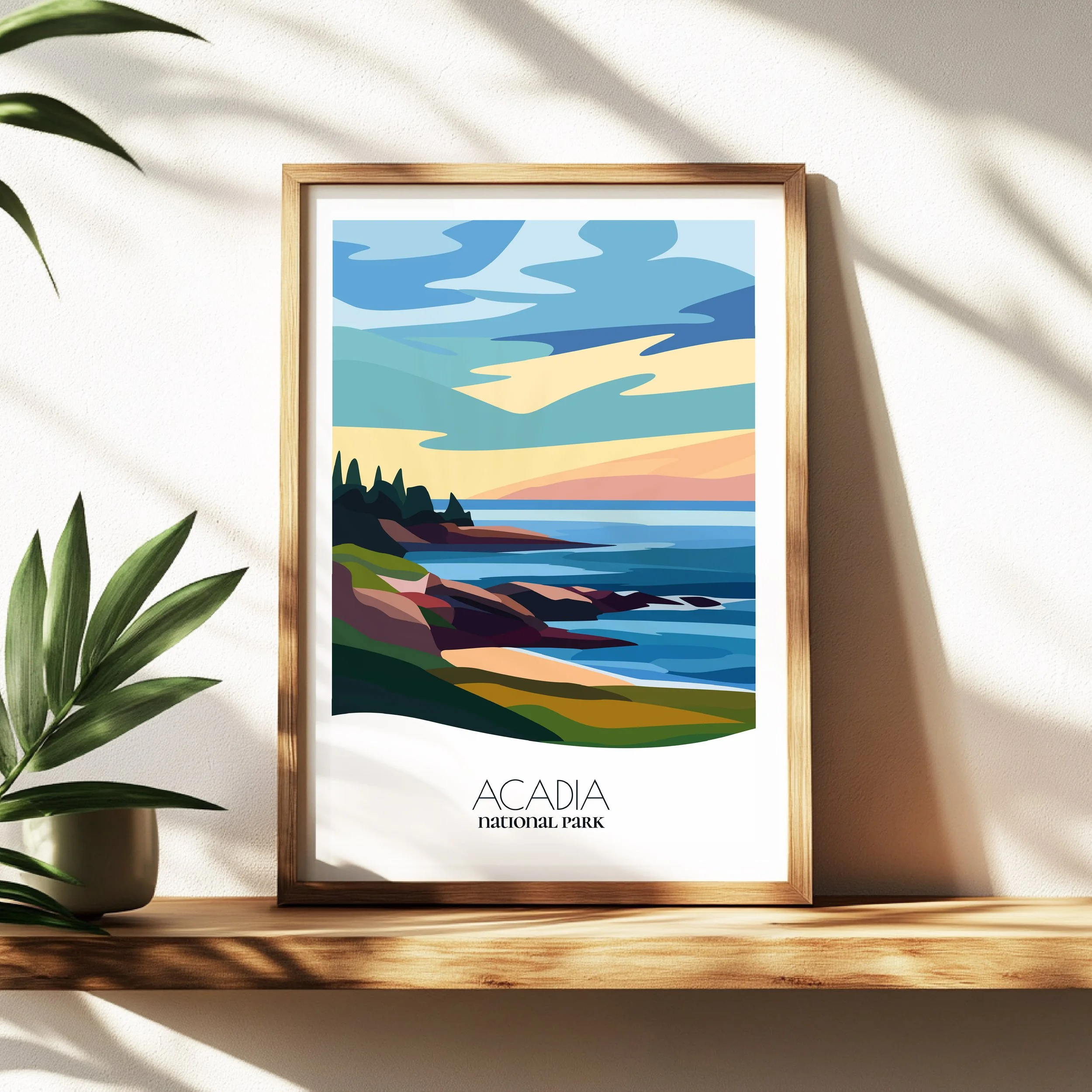 Wall art print of Acadia National Park for interior decor; high quality print in Maine.