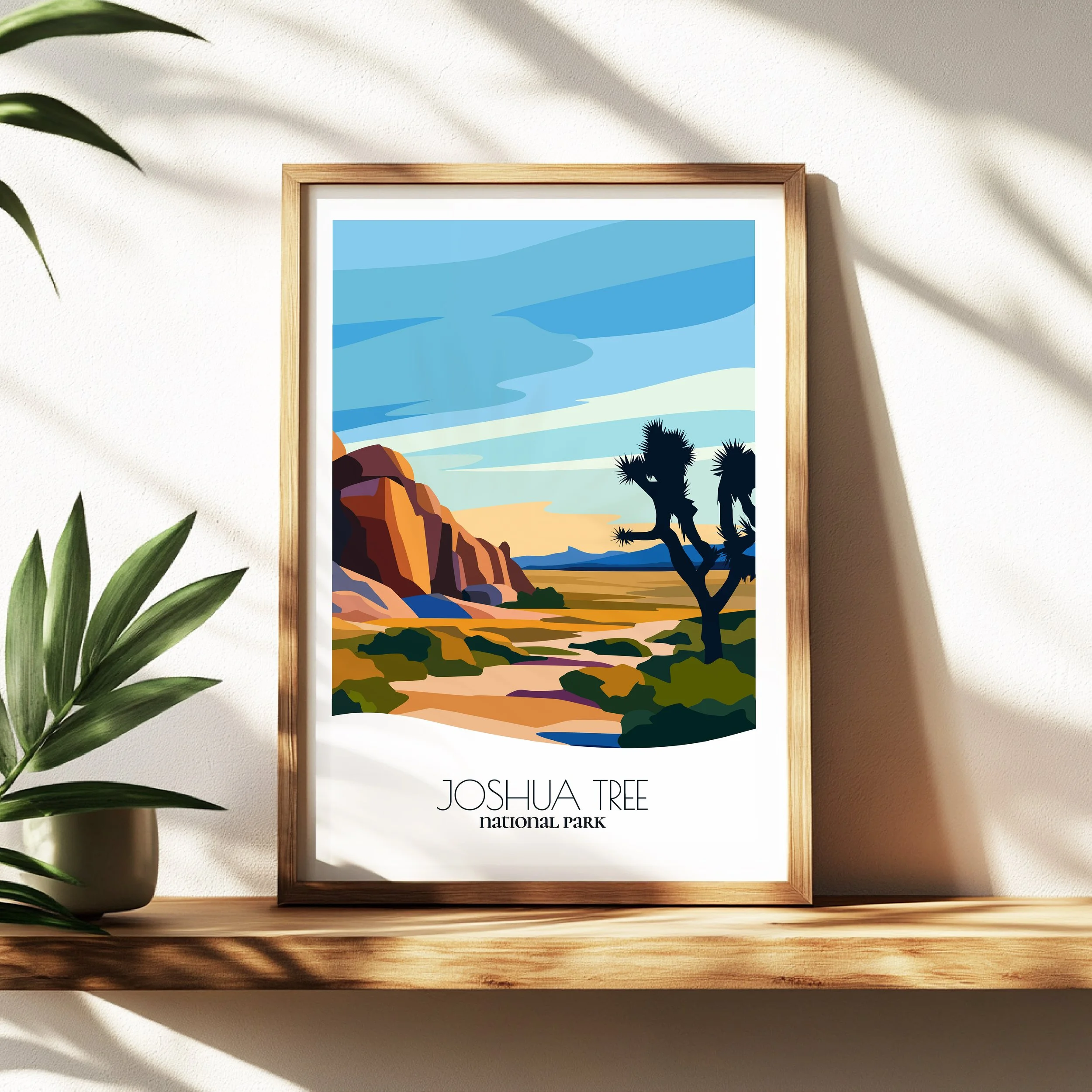 Wall art print of Joshua Tree National Park for interior decor; high quality print in California.