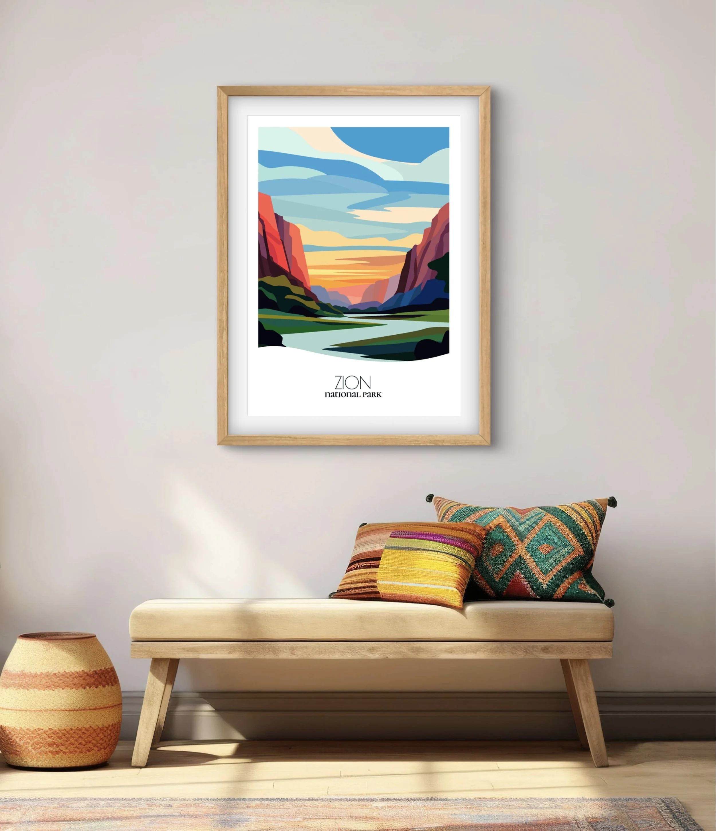 Modern minimalist art of Zion , versatile decor for home and office.