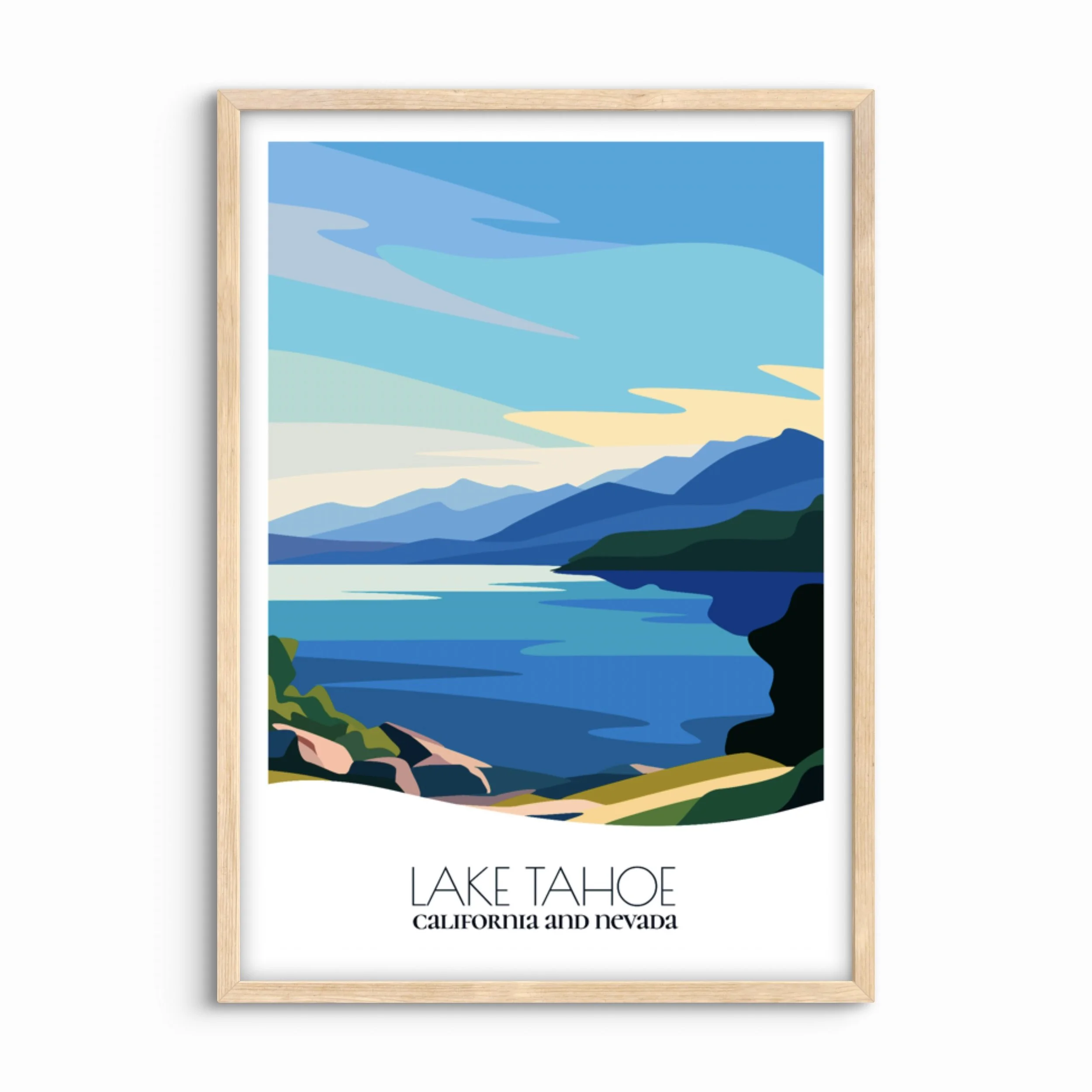 Lake Tahoe California and Nevada Abstract Travel Poster
