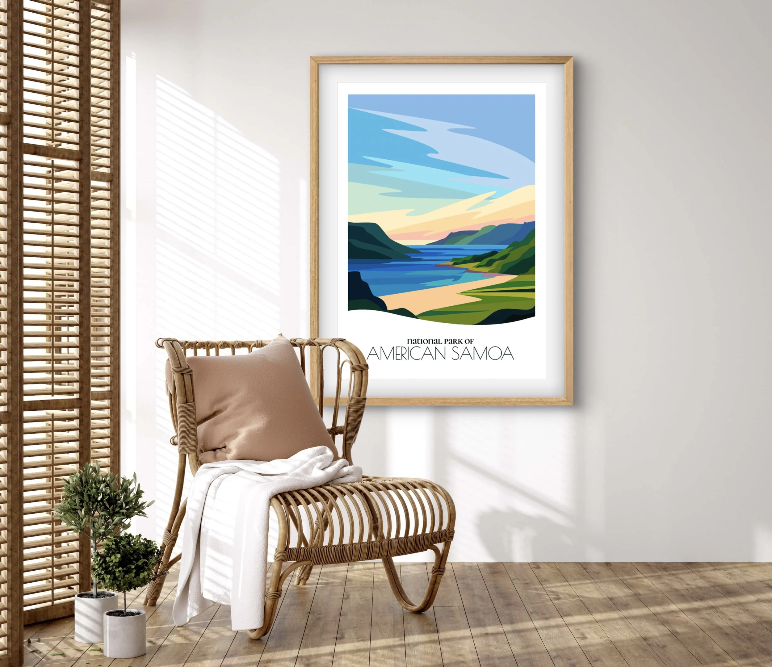 Retravell minimalist poster of National Park of American Samoa, branded travel art for collectors and fans.