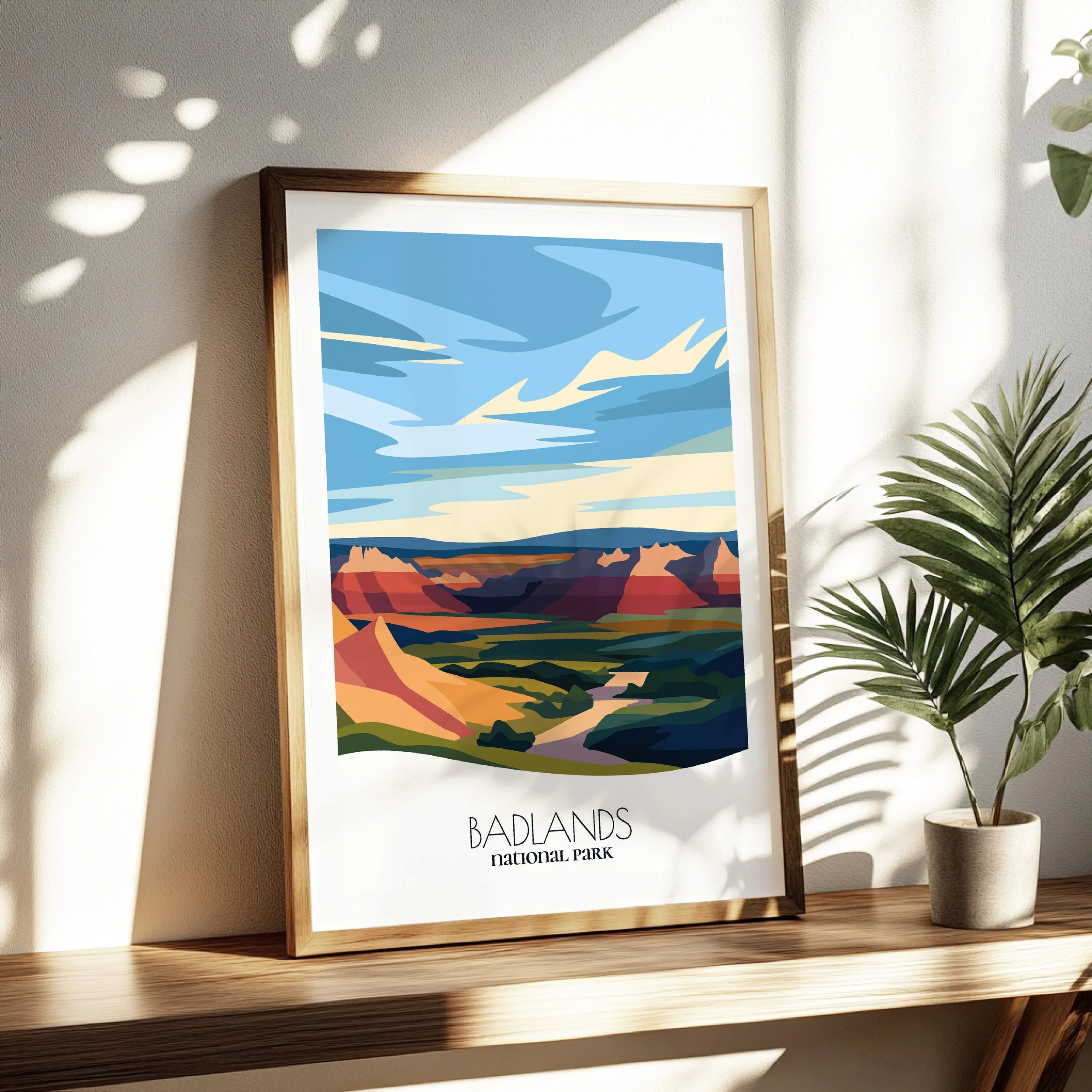 Living room wall decor featuring Badlands in neutral tones for modern interiors.