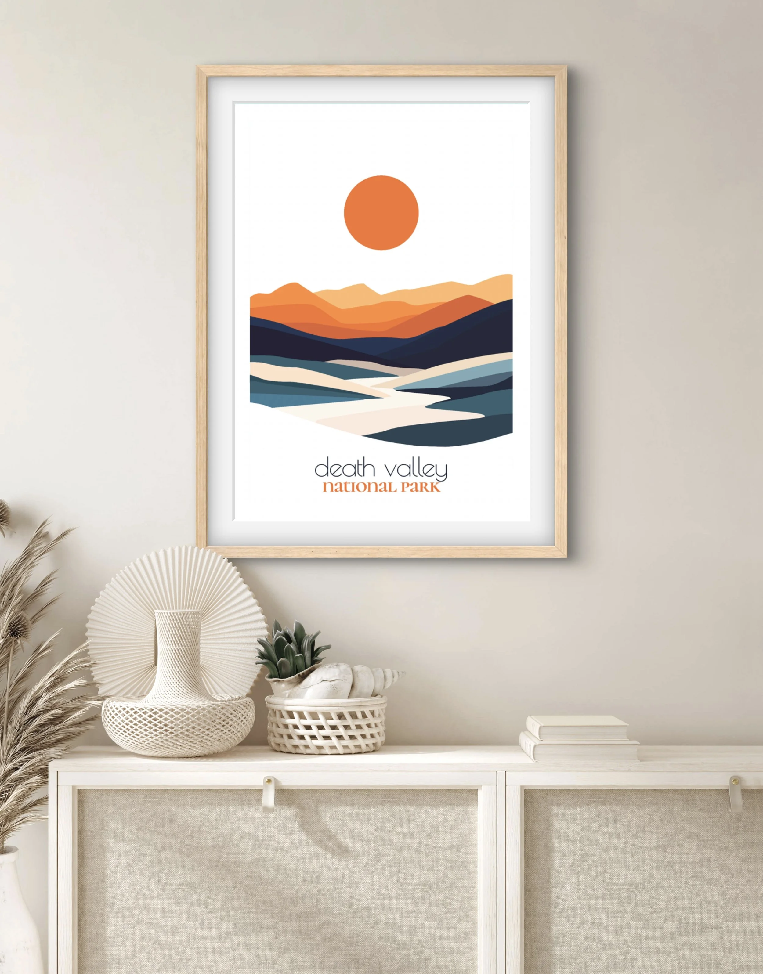 Size guide for Death Valley national park posters and minimalist travel prints