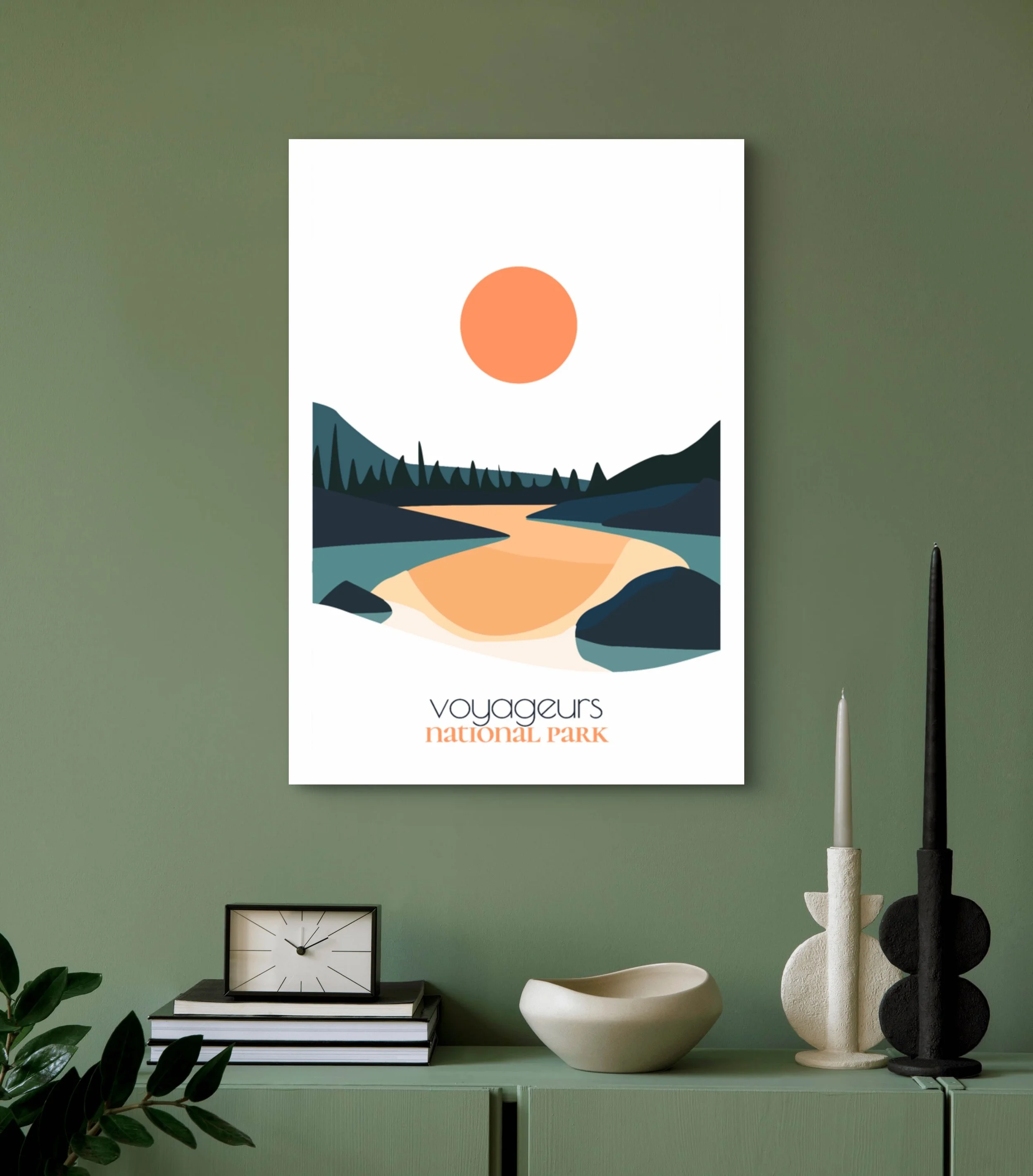 Size guide for voyageurs national park posters and minimalist travel prints