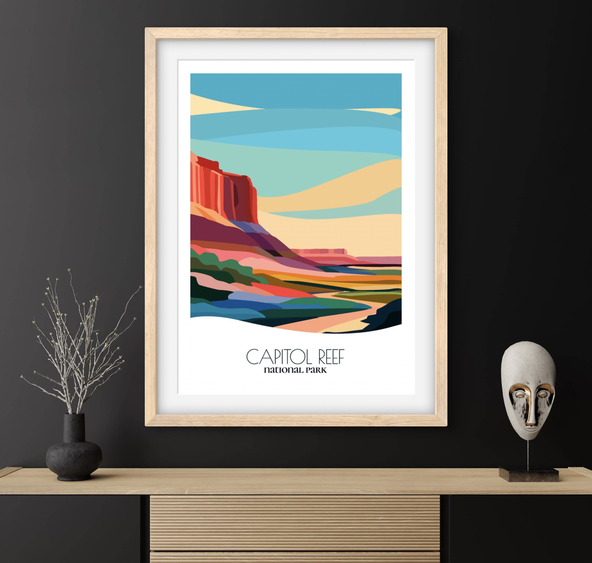 Travel gift idea: framed poster of Capitol Reef National Park, ideal for adventure lovers.