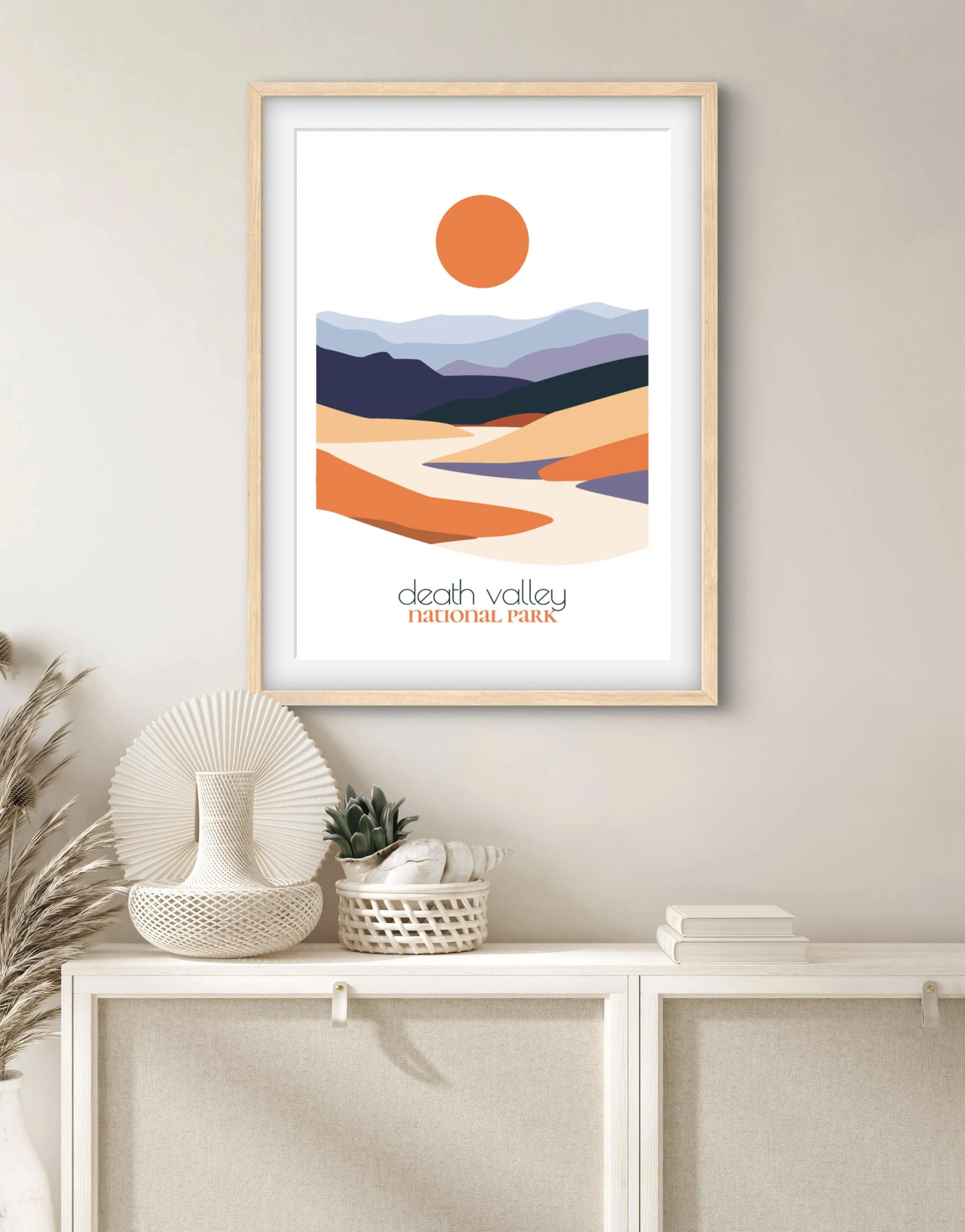 Size guide for Death Valley national park posters and minimalist travel prints