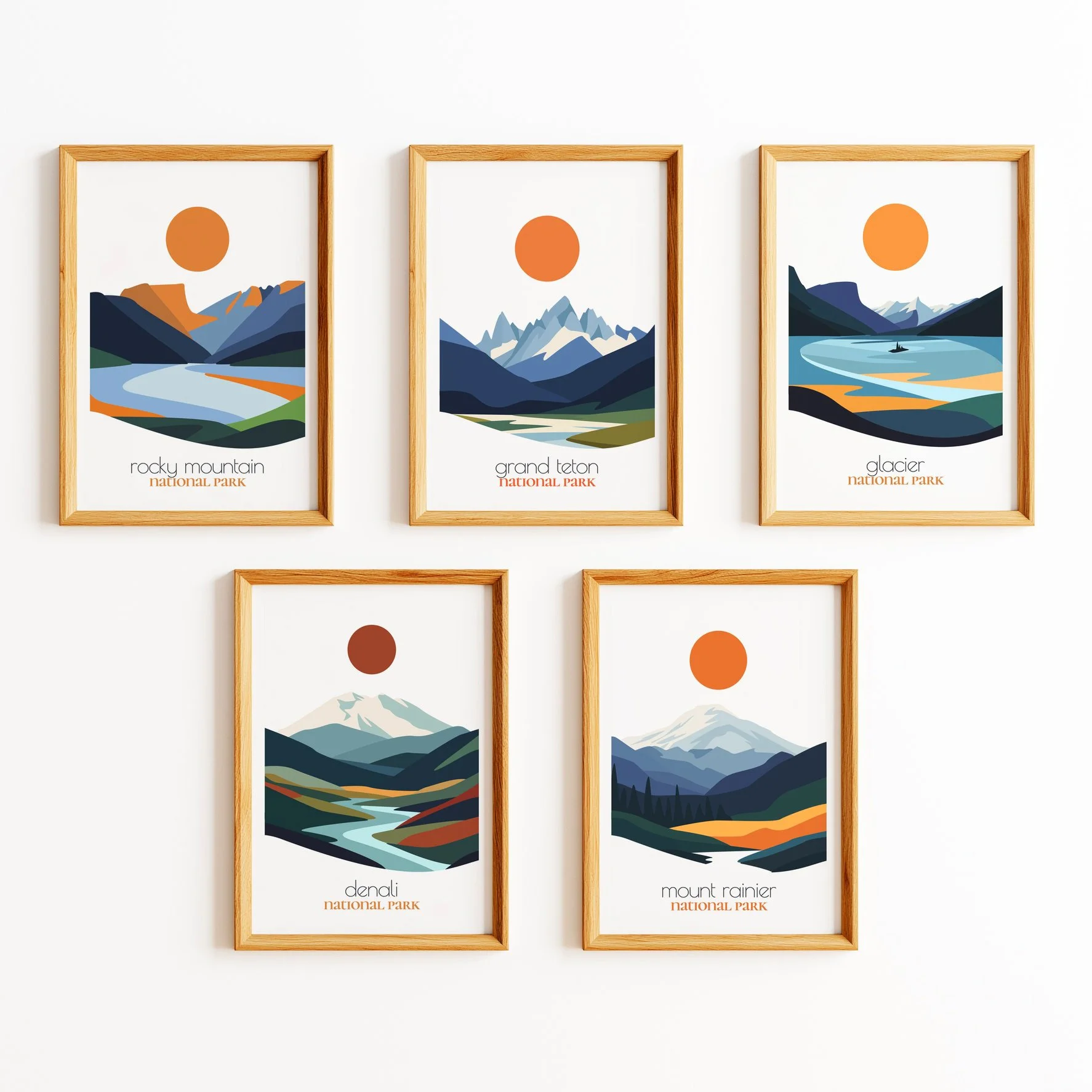 Set of 5 Mountain National Park Posters — Save 40% | Wall Art