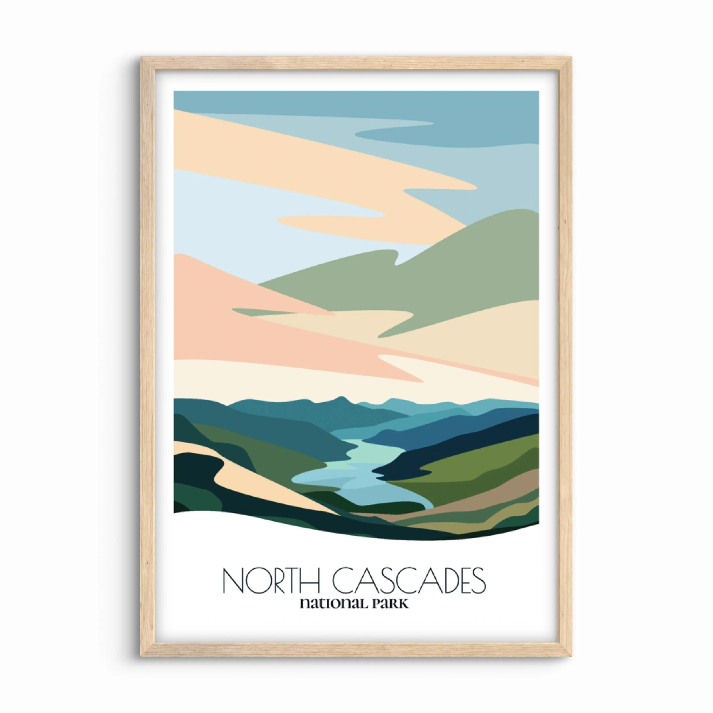 North Cascades National Park Abstract Travel Poster