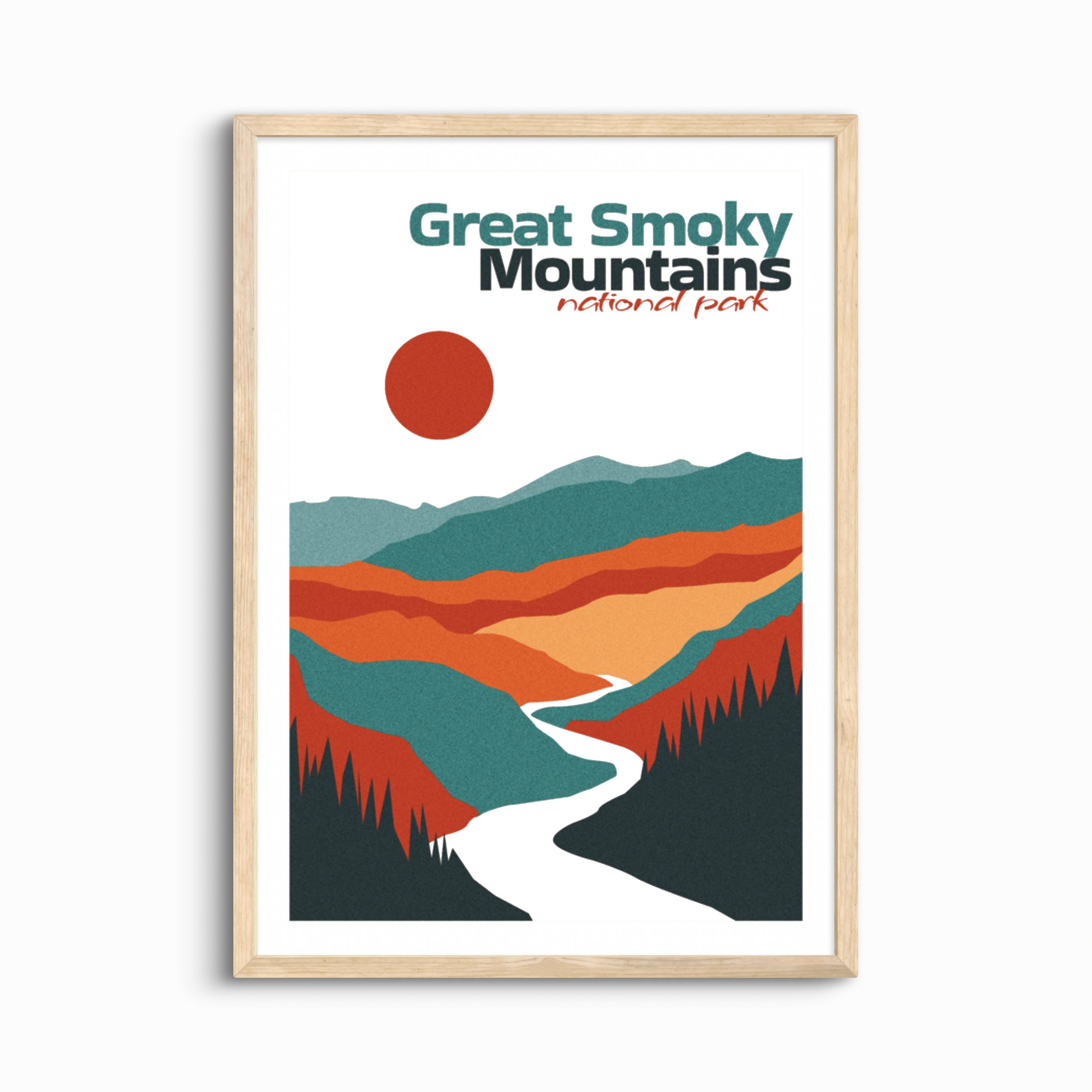 Great Smoky Mountains National Park Print — Mid-Century Modern Wall Art