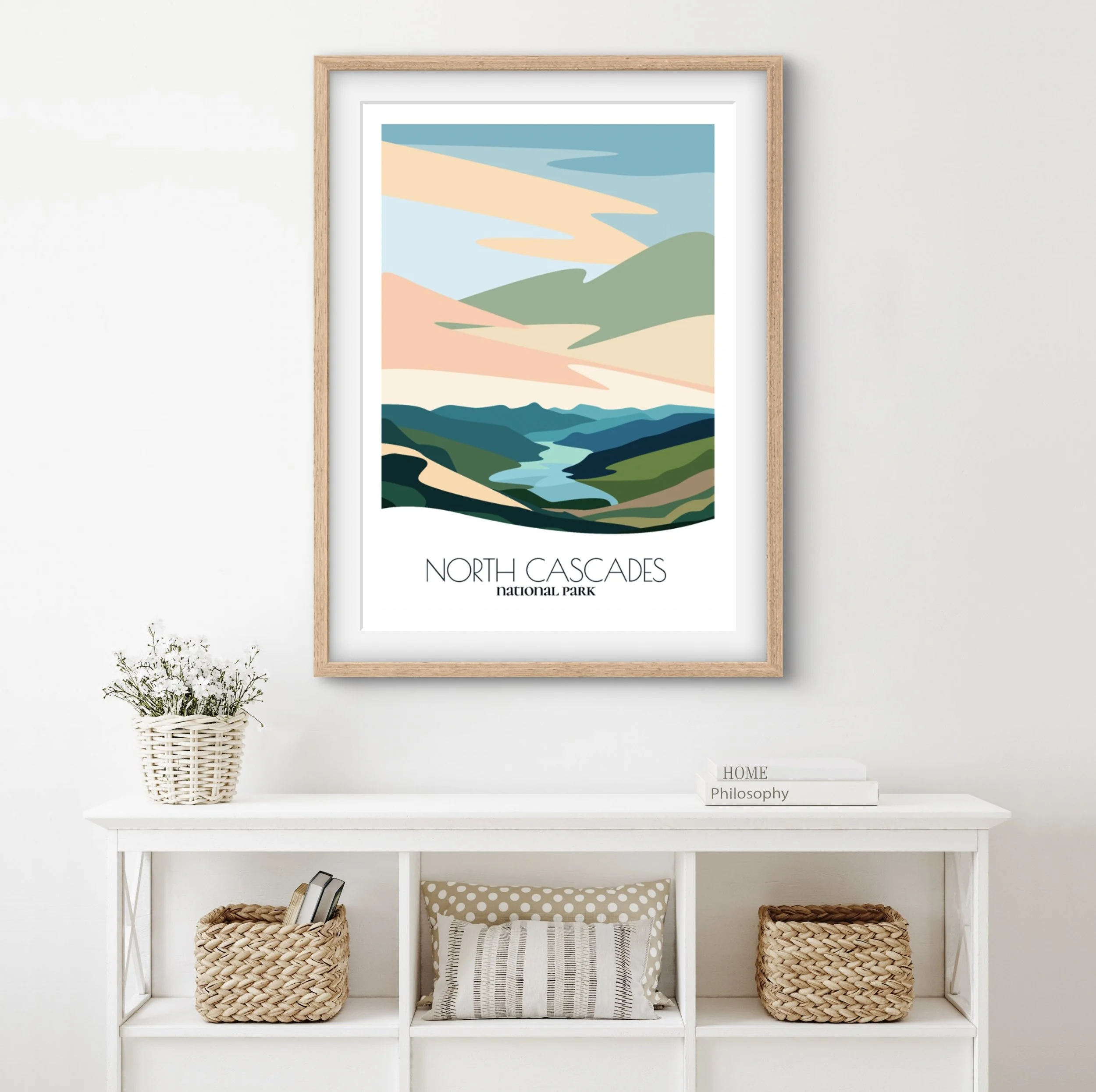 Home decor poster of north cascades, premium print quality for stylish Washington interiors.