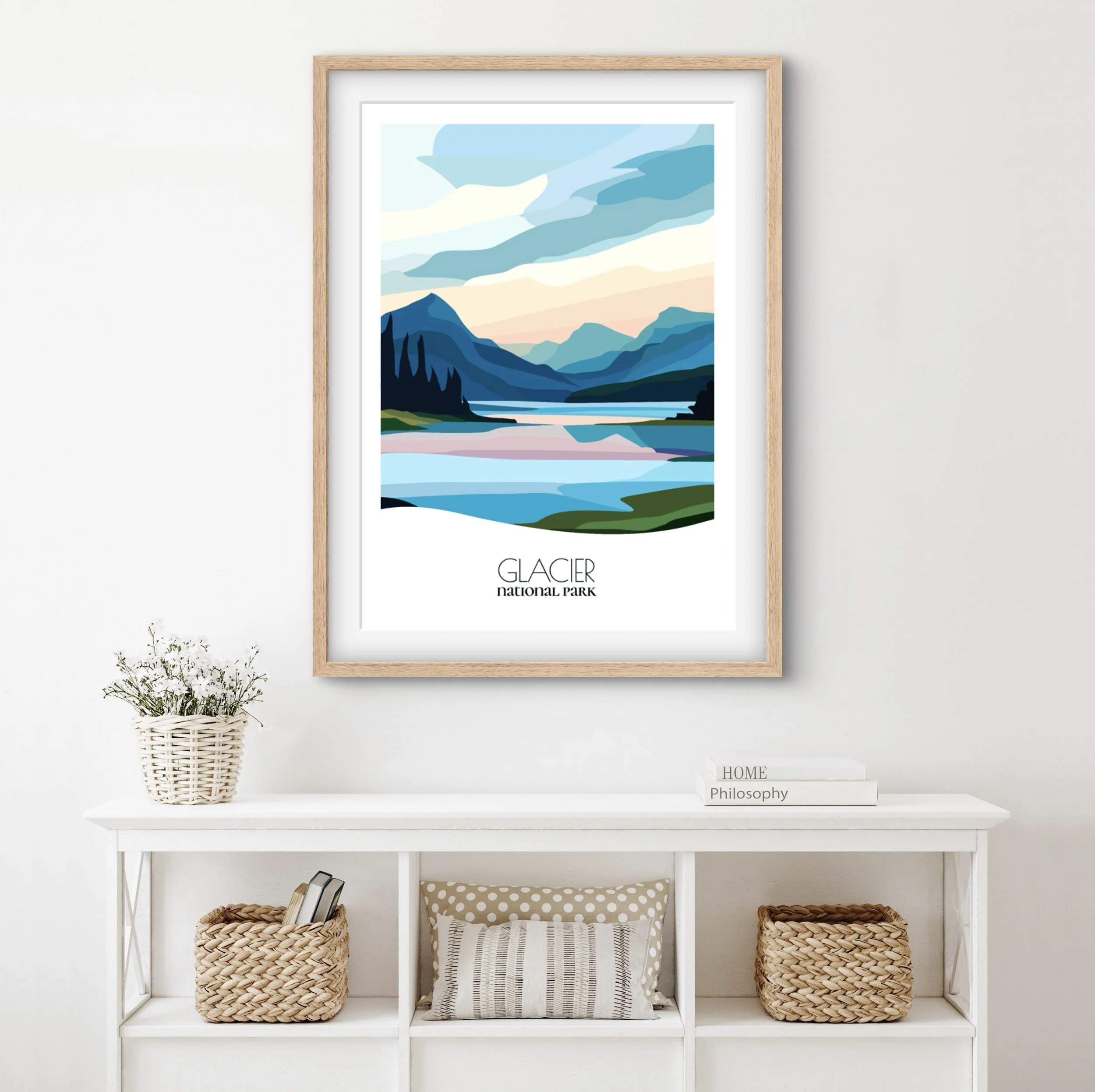 Home decor poster of Glacier National Park, premium print quality for stylish Montana interiors.