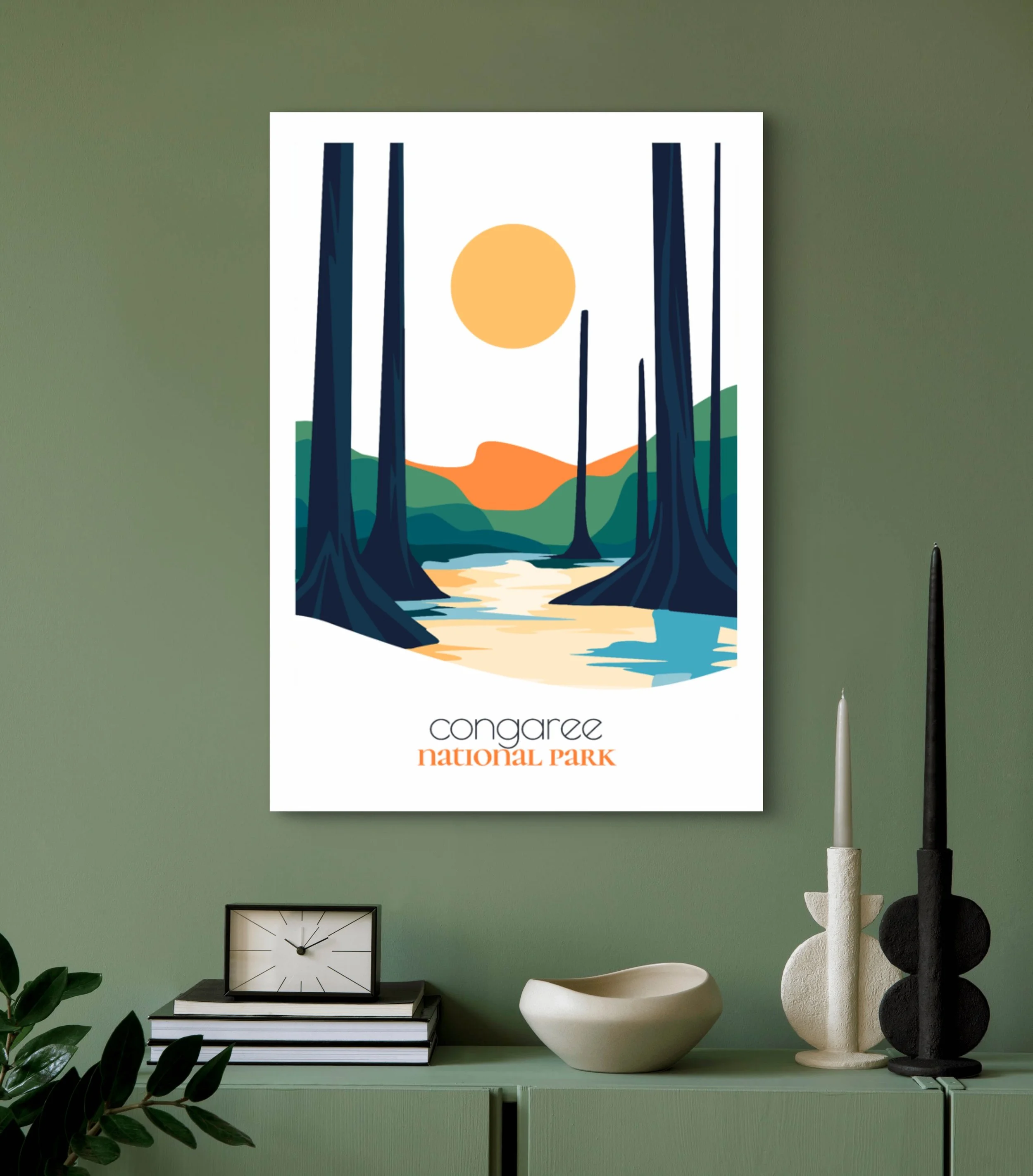 Modern congaree travel print for minimalist home office decor