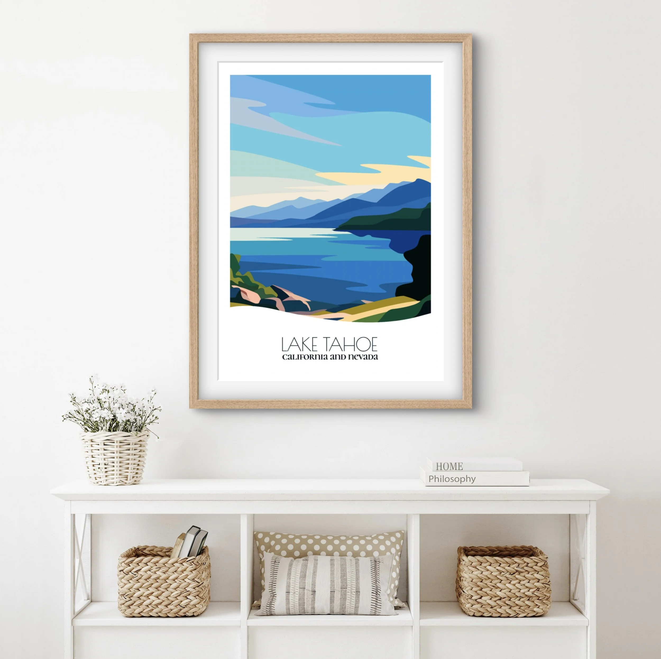 Home decor poster of Lake Tahoe, premium print quality for stylish California and Nevada interiors.