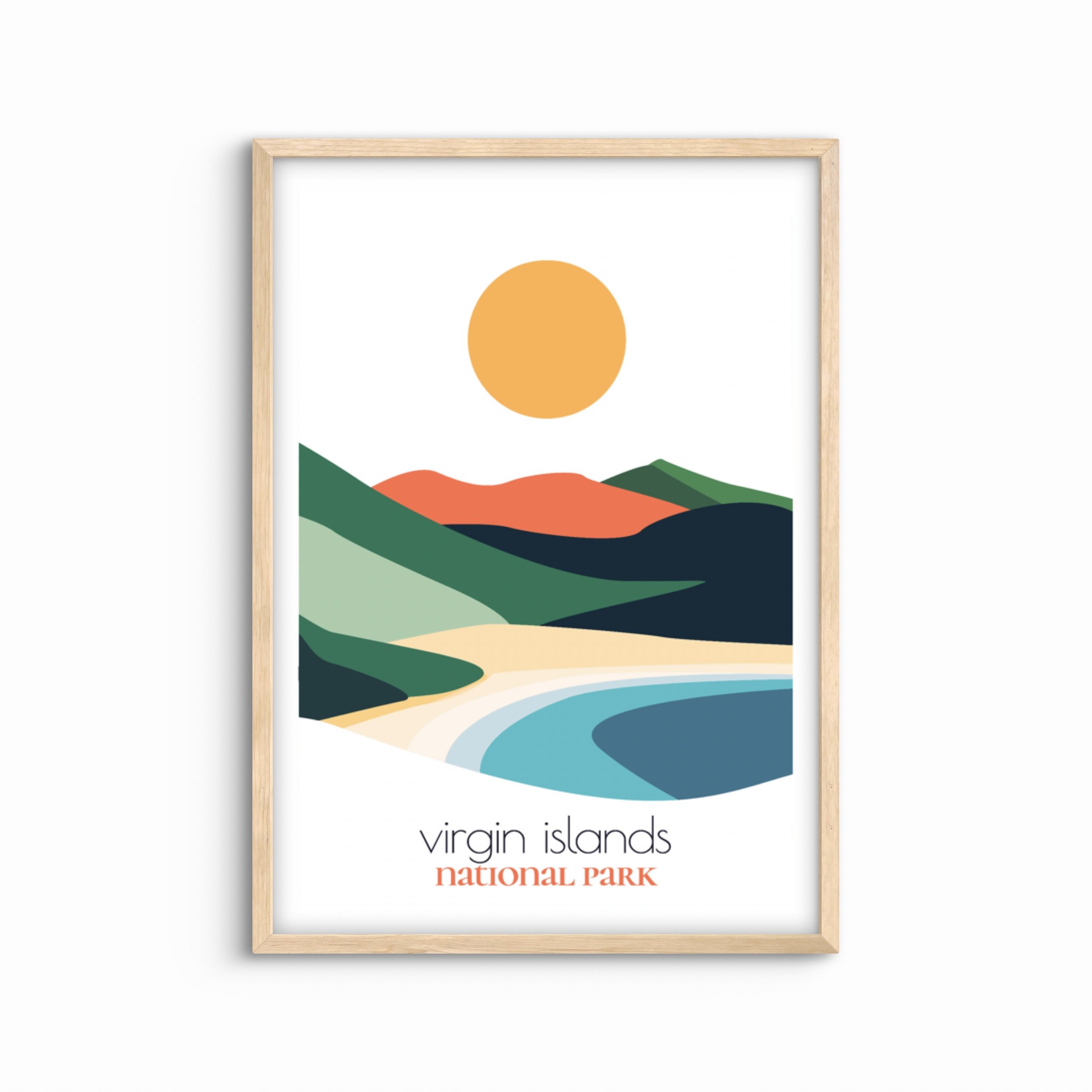 Minimalist virgin islands national park poster - modern travel wall art