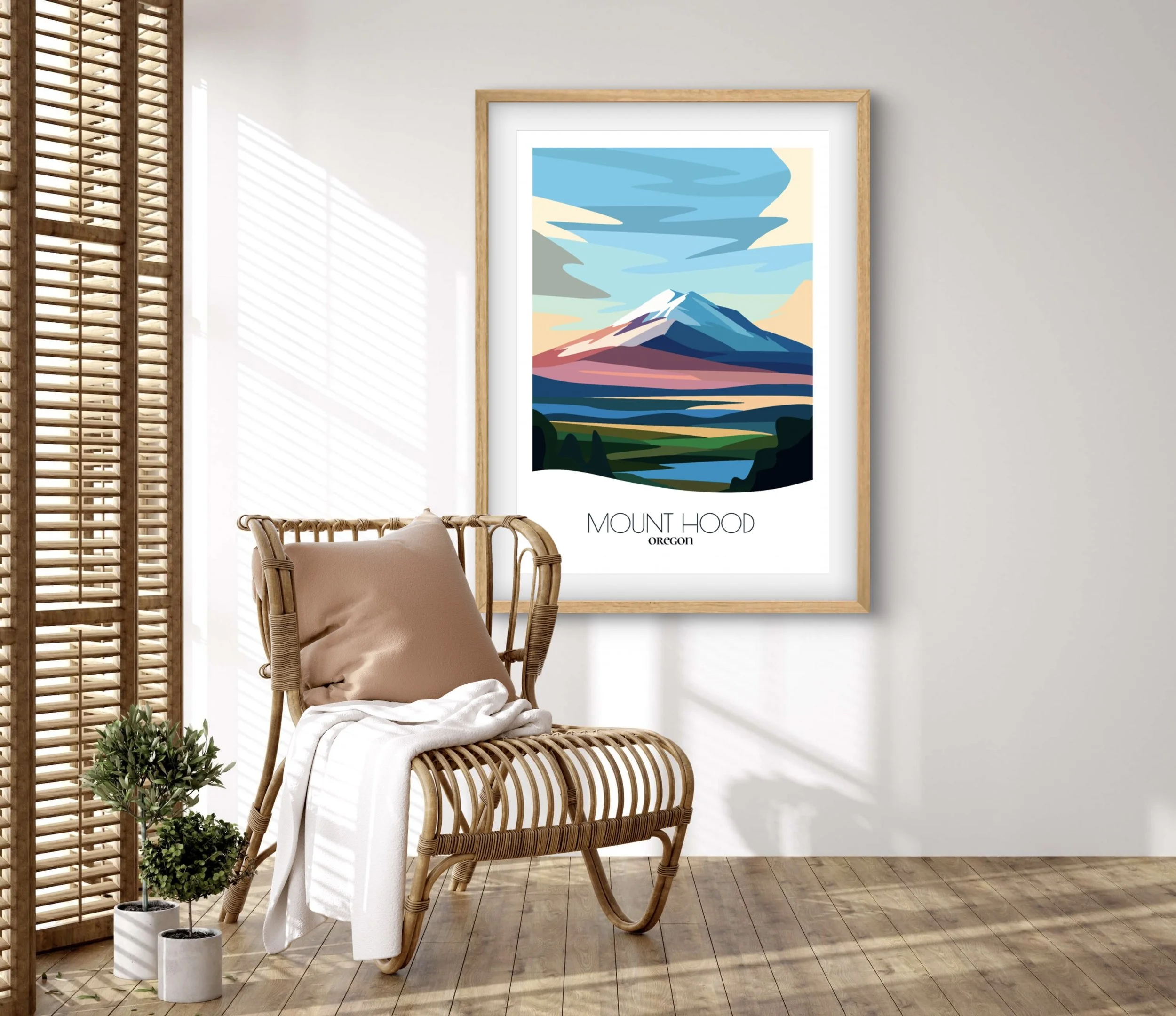 Retravell minimalist poster of Mount Hood National Forest, branded travel art for collectors and fans.