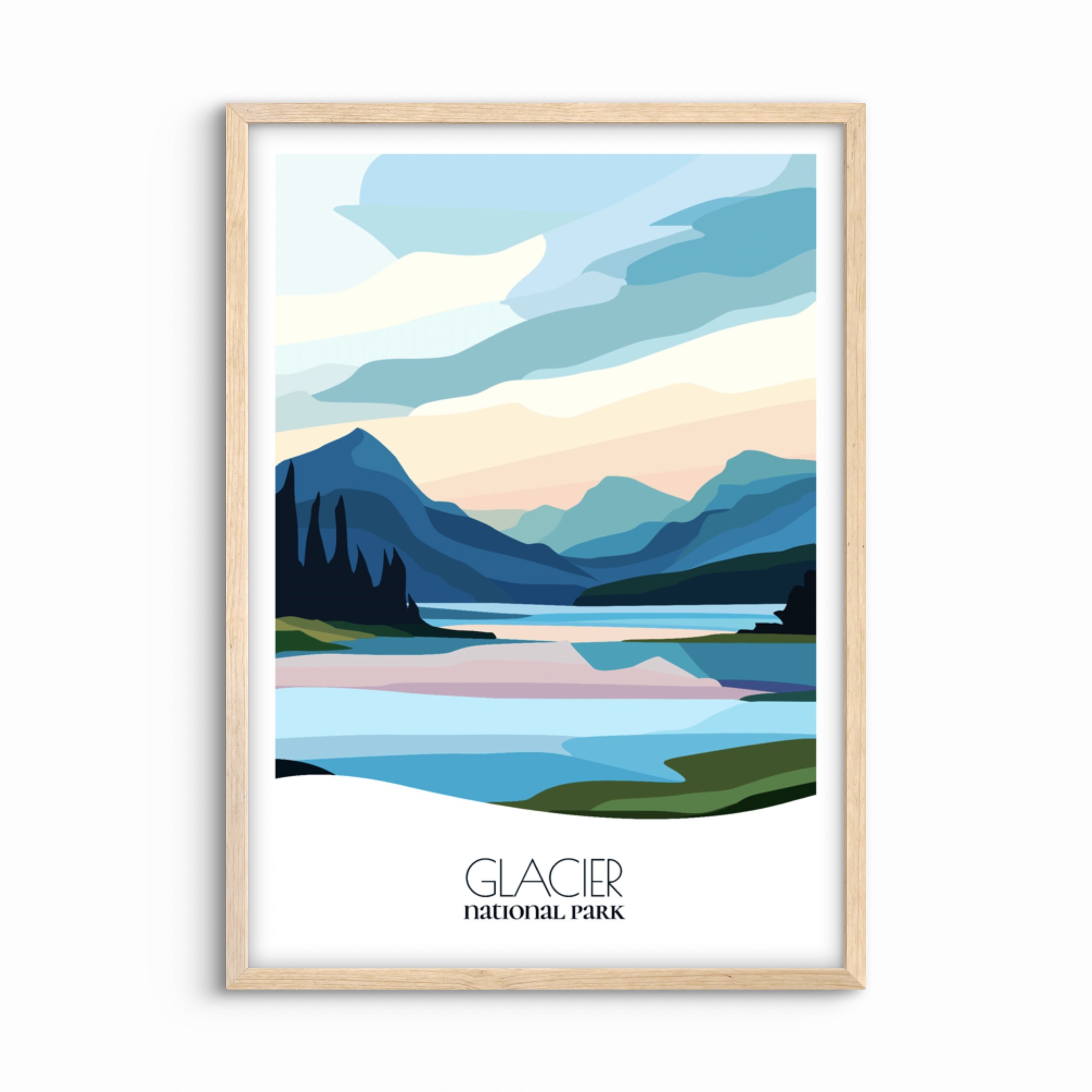 Glacier National Park Poster: Bold Abstract Art