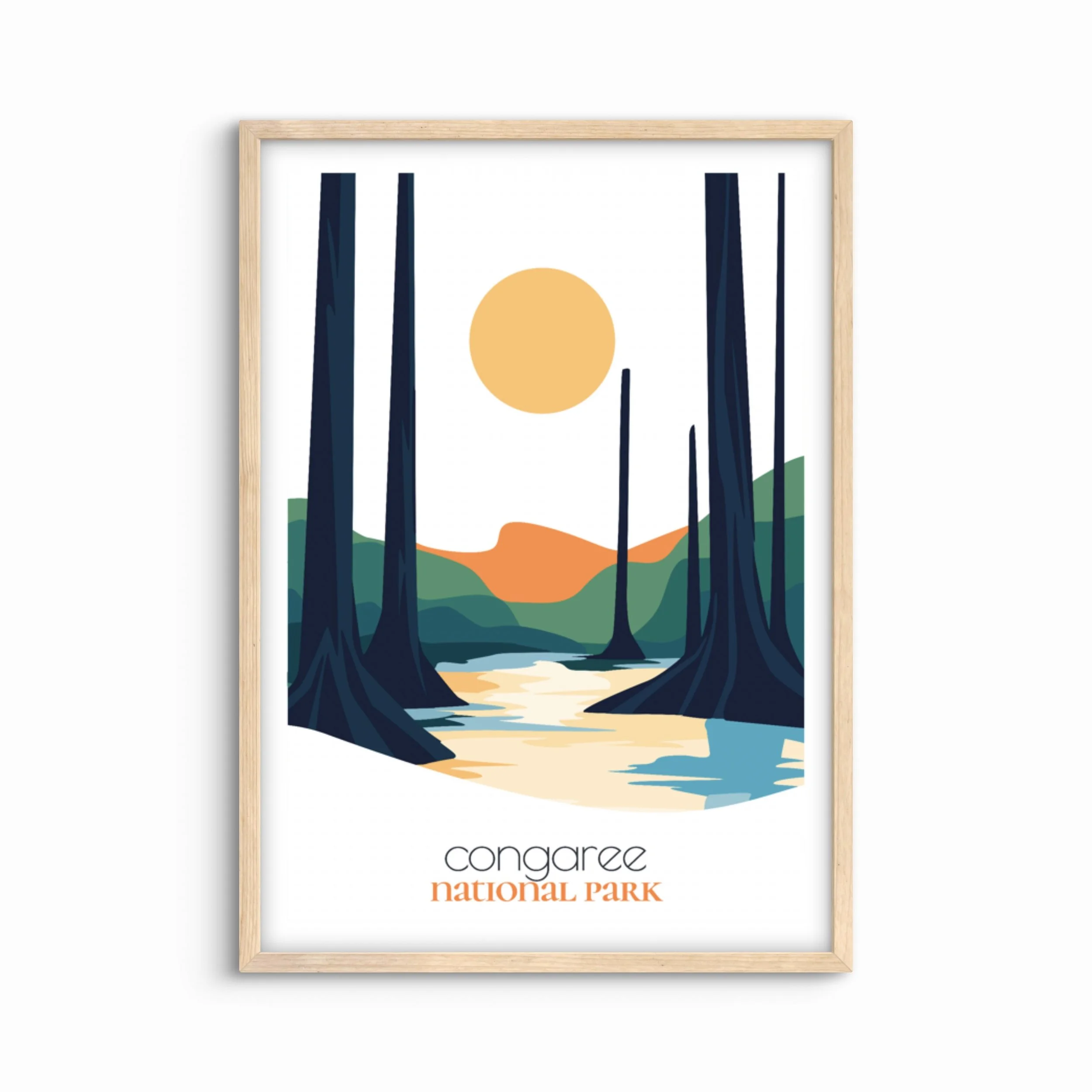 Minimalist congaree national park poster - modern travel wall art