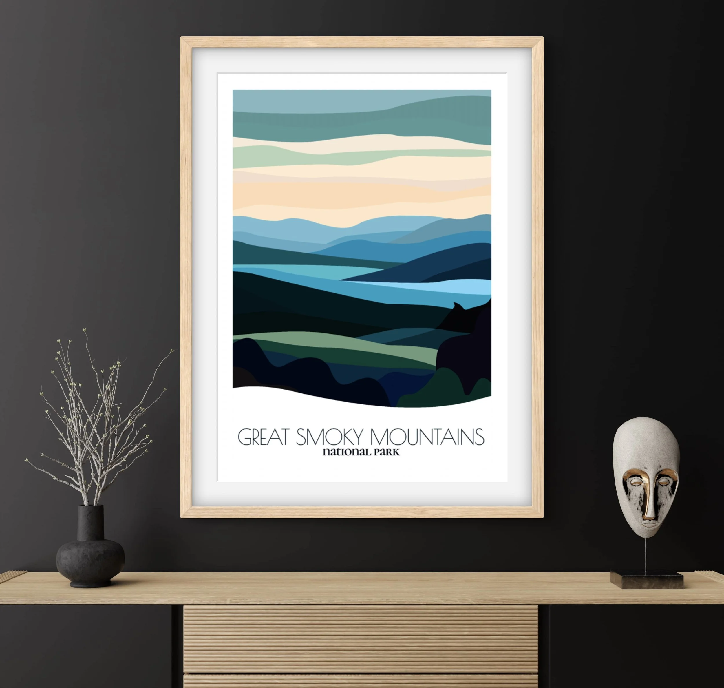Travel gift idea: framed poster of Great Smoky Mountains National Park, ideal for adventure lovers.