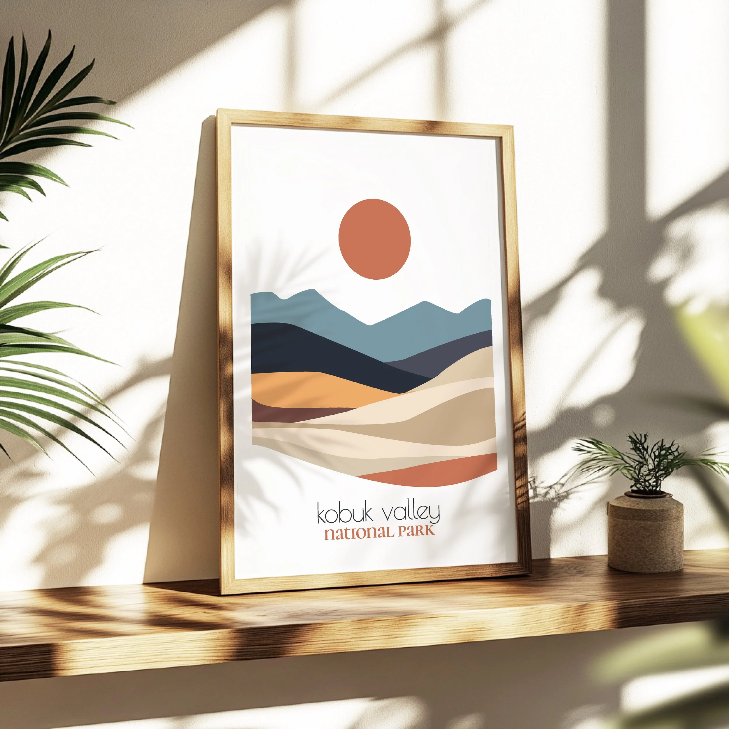 Kobuk Valley national park print - soothing minimalist nature wall art for bedroom