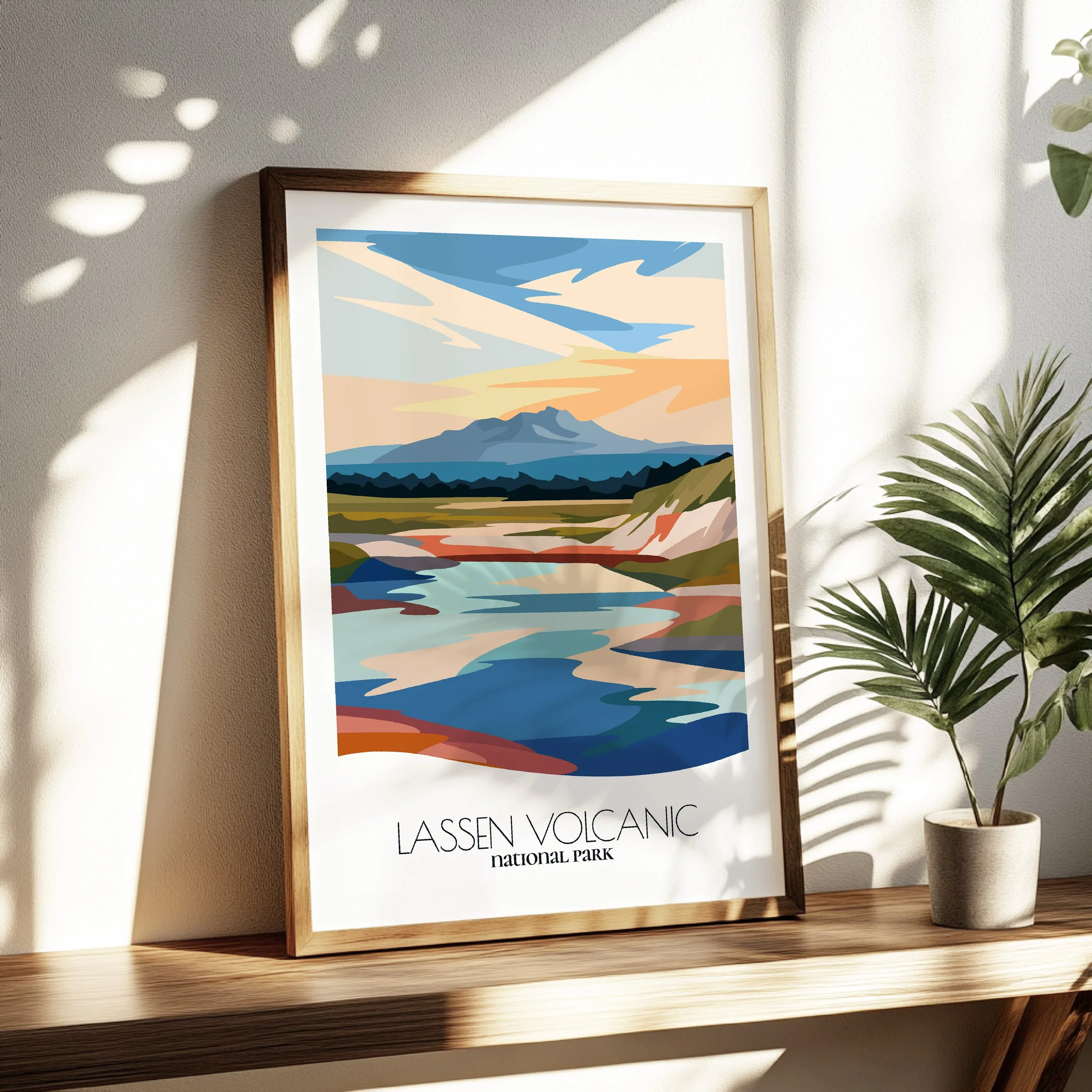 Living room wall decor featuring lassen volcanic in neutral tones for modern interiors.