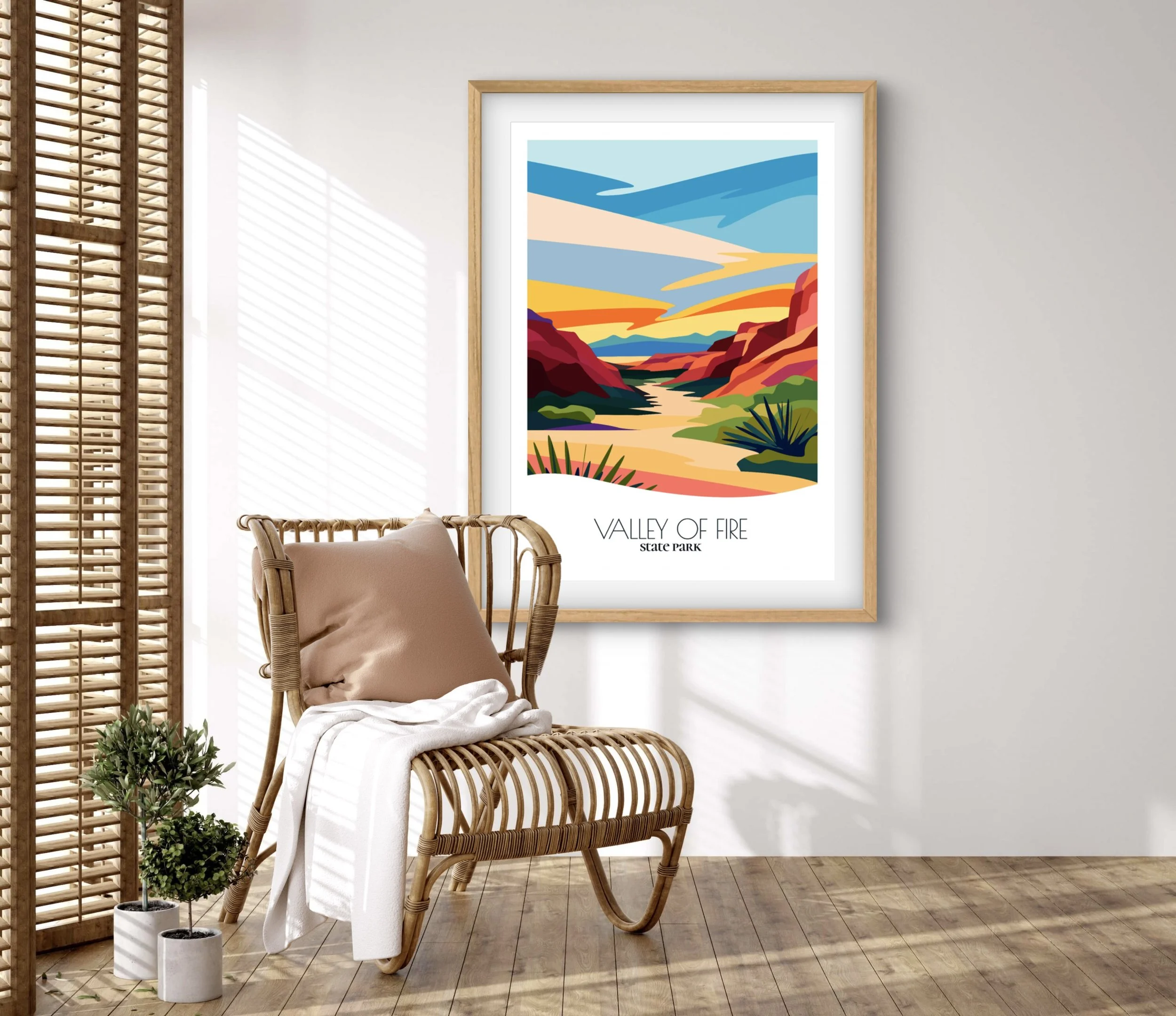 Retravell minimalist poster of Valley of Fire State Park, branded travel art for collectors and fans.