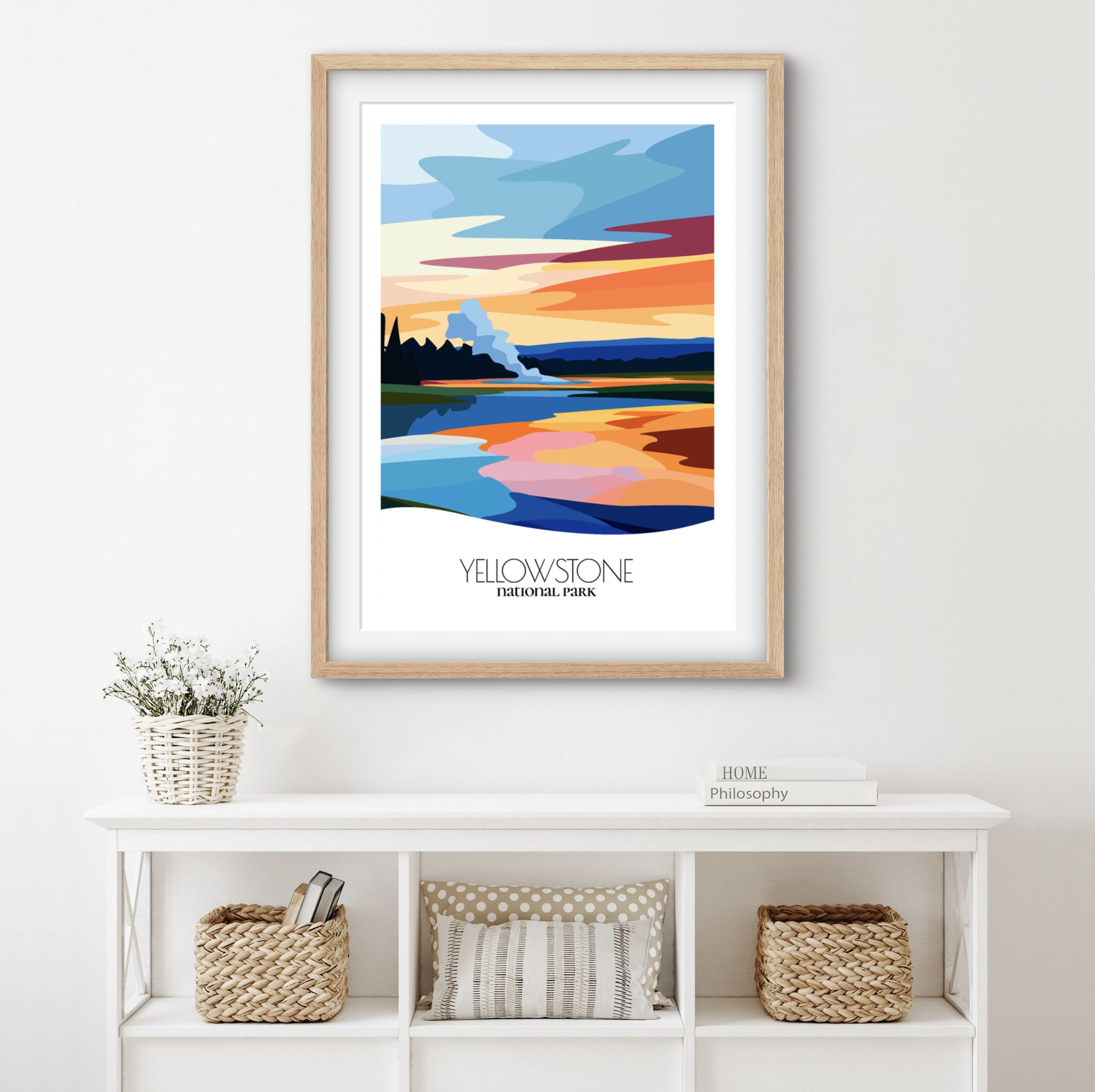 Home decor poster of Yellowstone National Park, premium print quality for stylish Wyoming interiors.