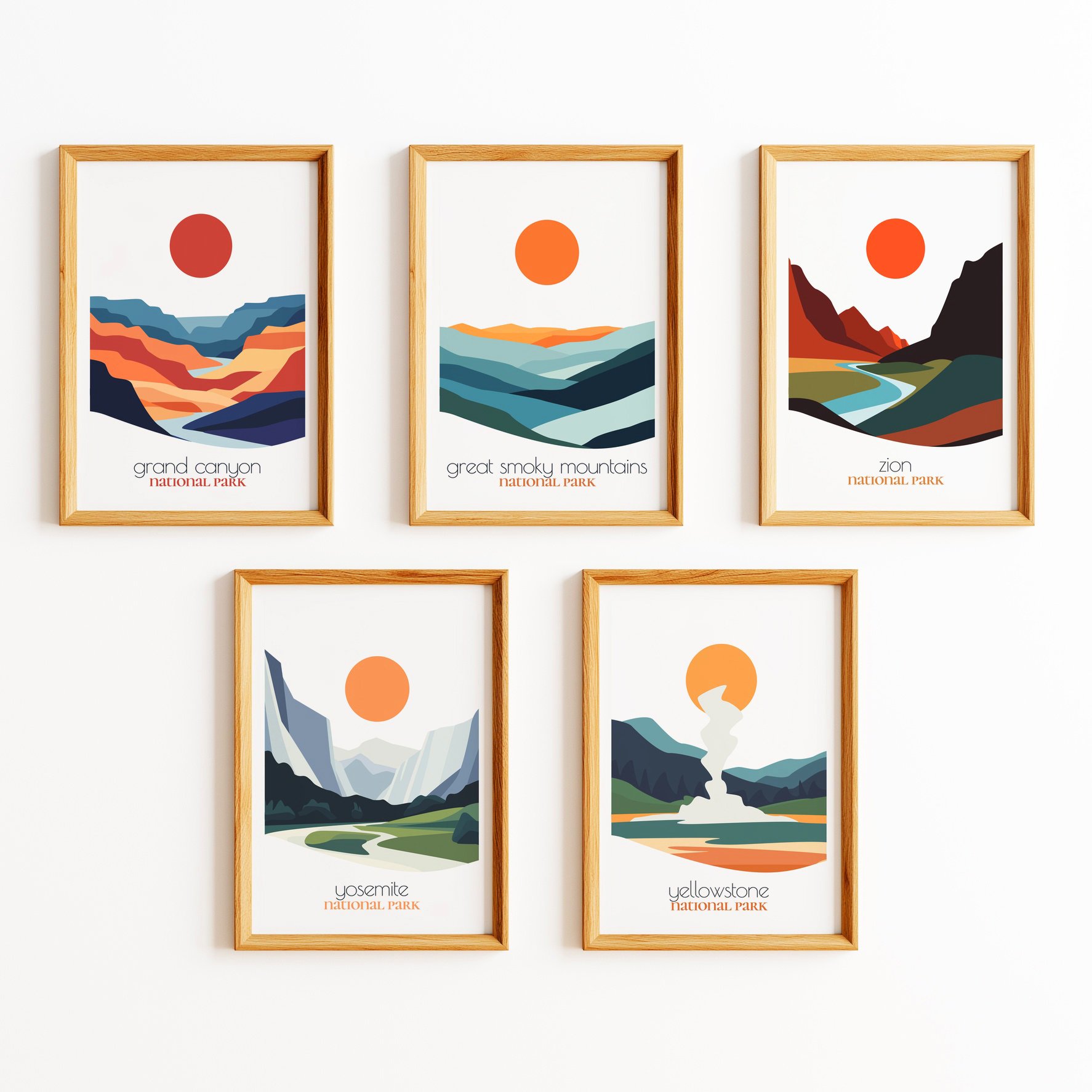 Set of 5 National Park Posters — Save 40% | Minimalist USA Wall Art