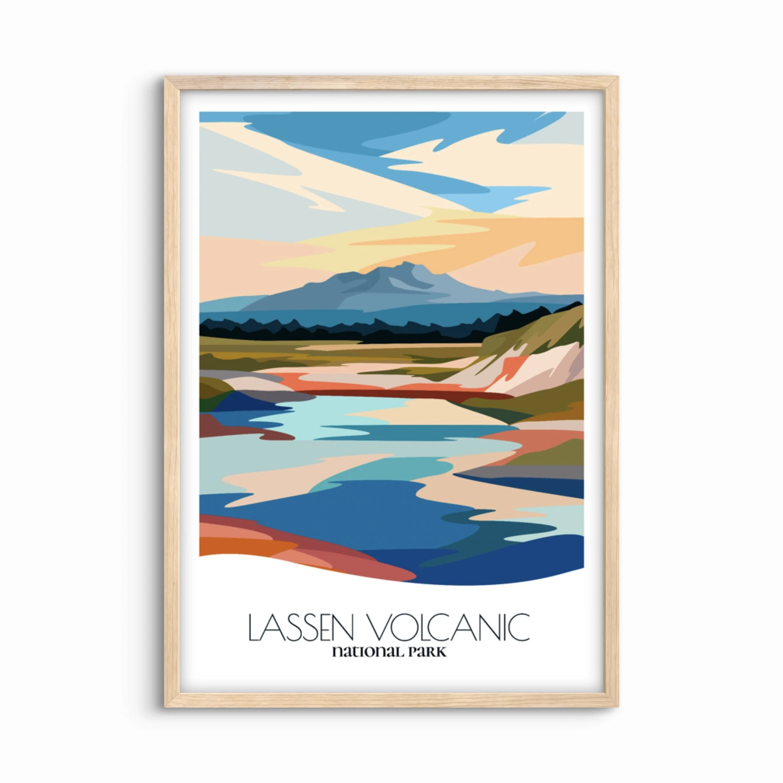 Lassen Volcanic  National Park Abstract Travel Poster