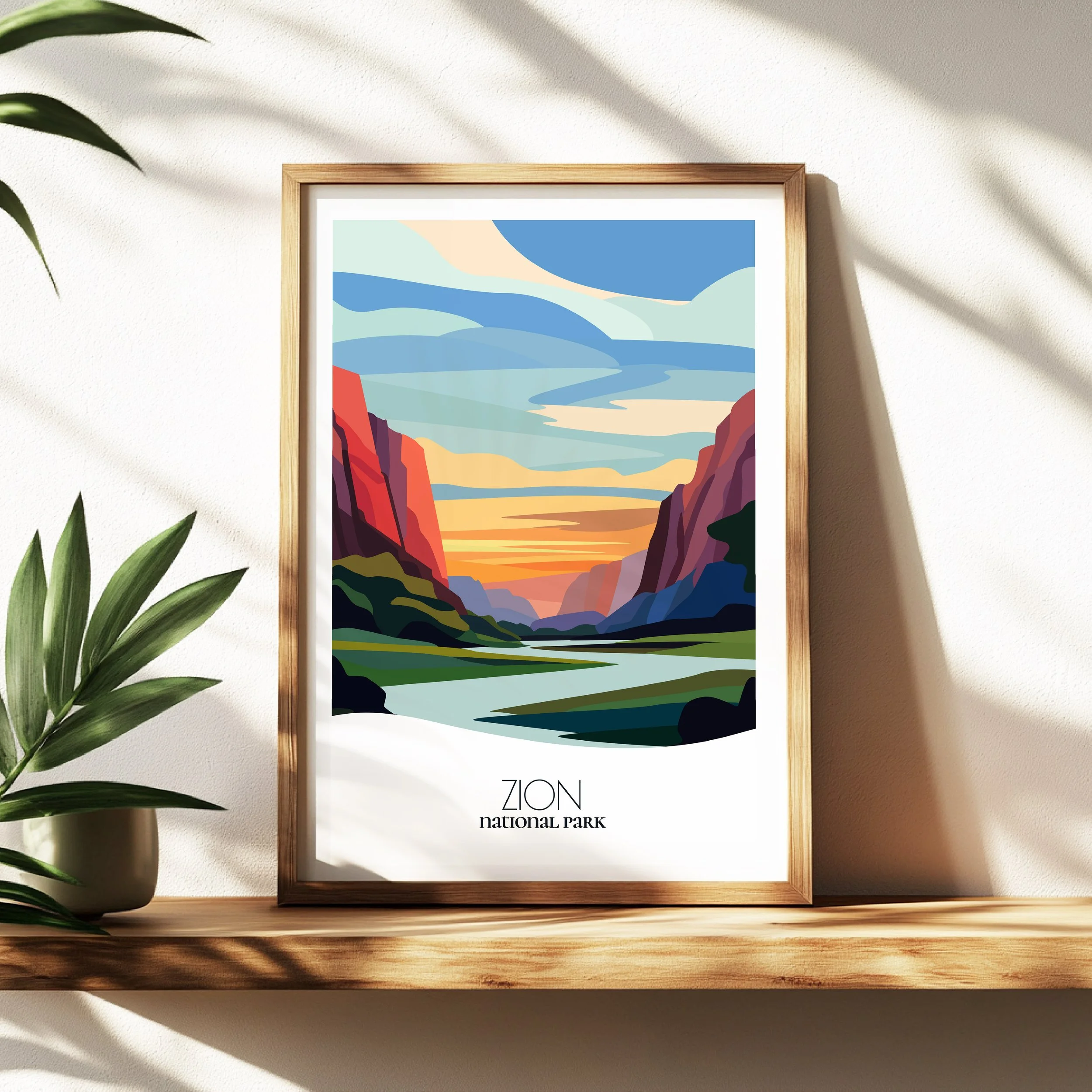Wall art print of Zion  for interior decor; high quality print in Utah.