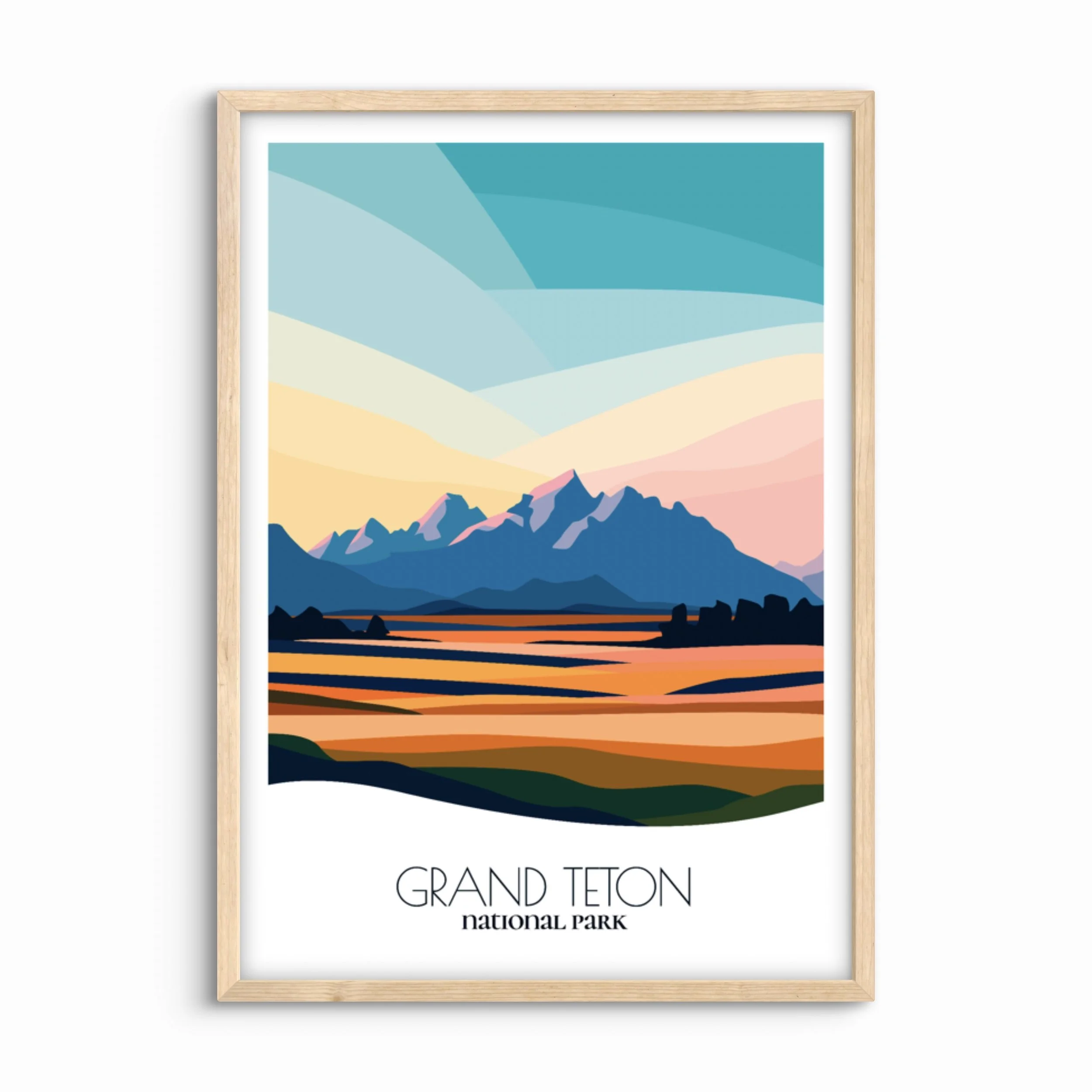 Grand Teton National Park Poster: Bold Abstract Art
