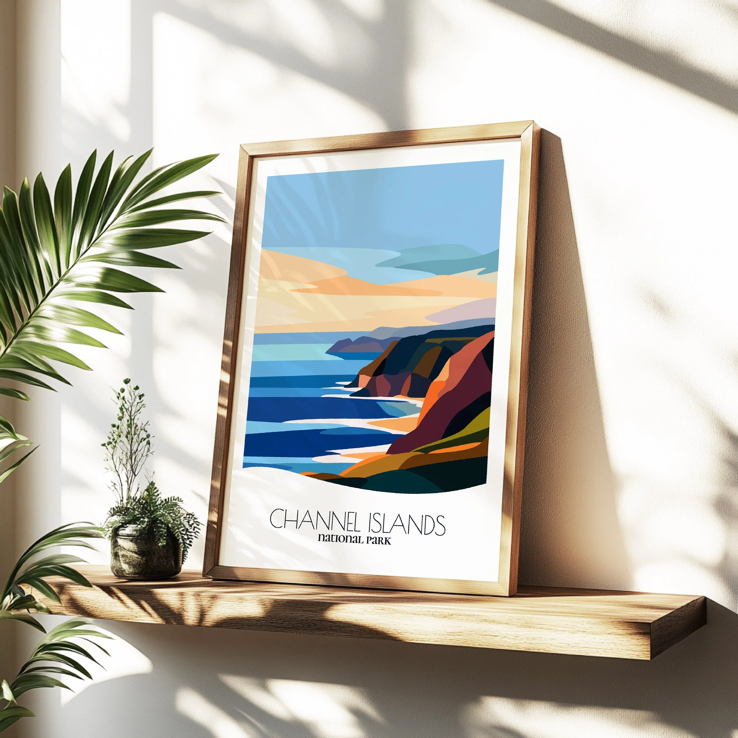 Minimalist travel poster of Channel Islands National Park with clean modern design for travelers.