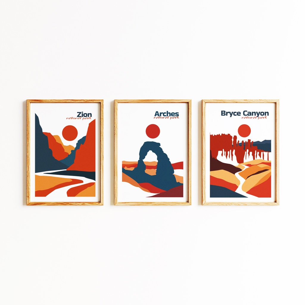 Set of 3 Utah National Park Posters — Buy 3 Pay for 2 | Boho Wall Art