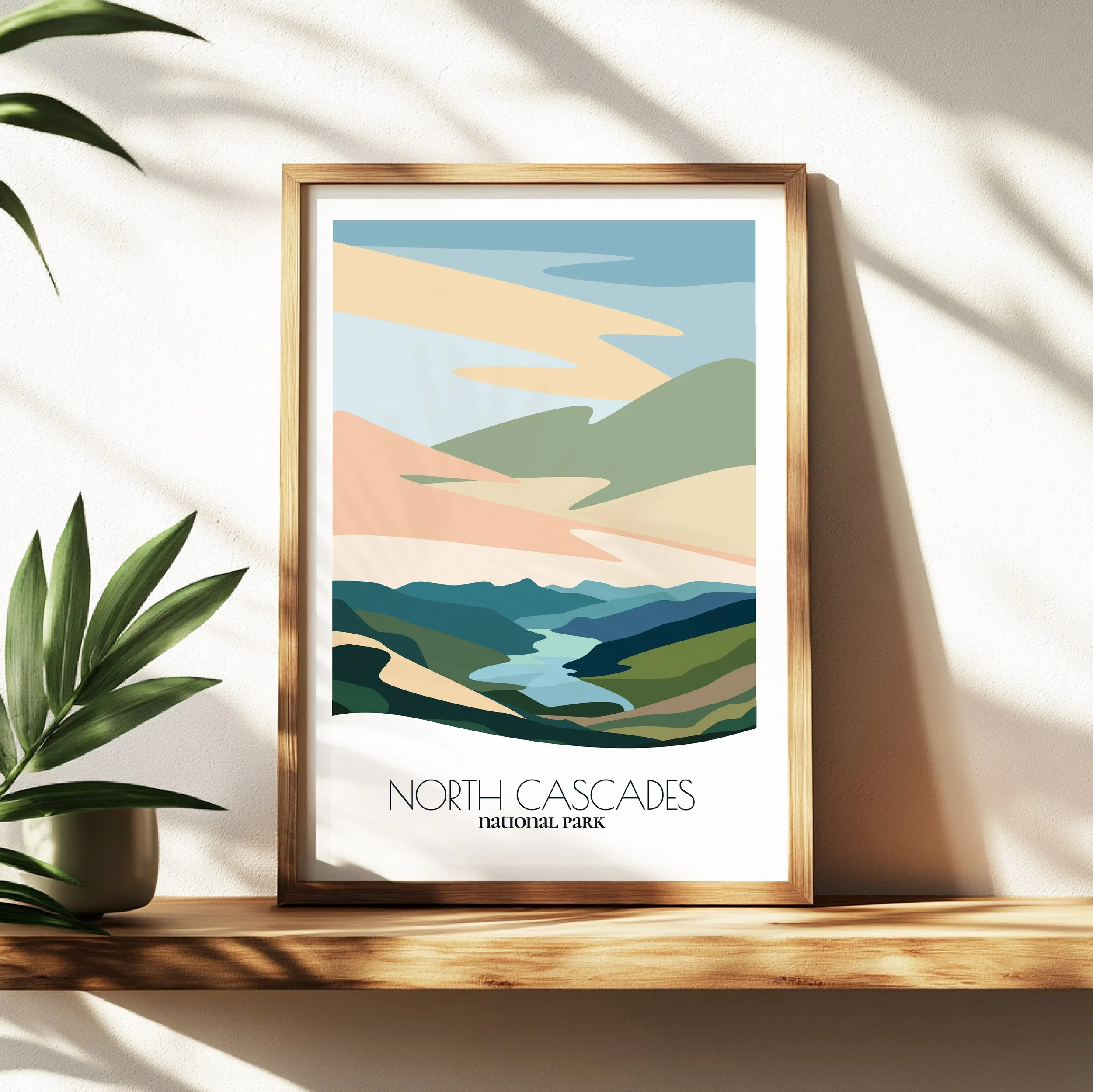 Wall art print of north cascades for interior decor; high quality print in Washington.