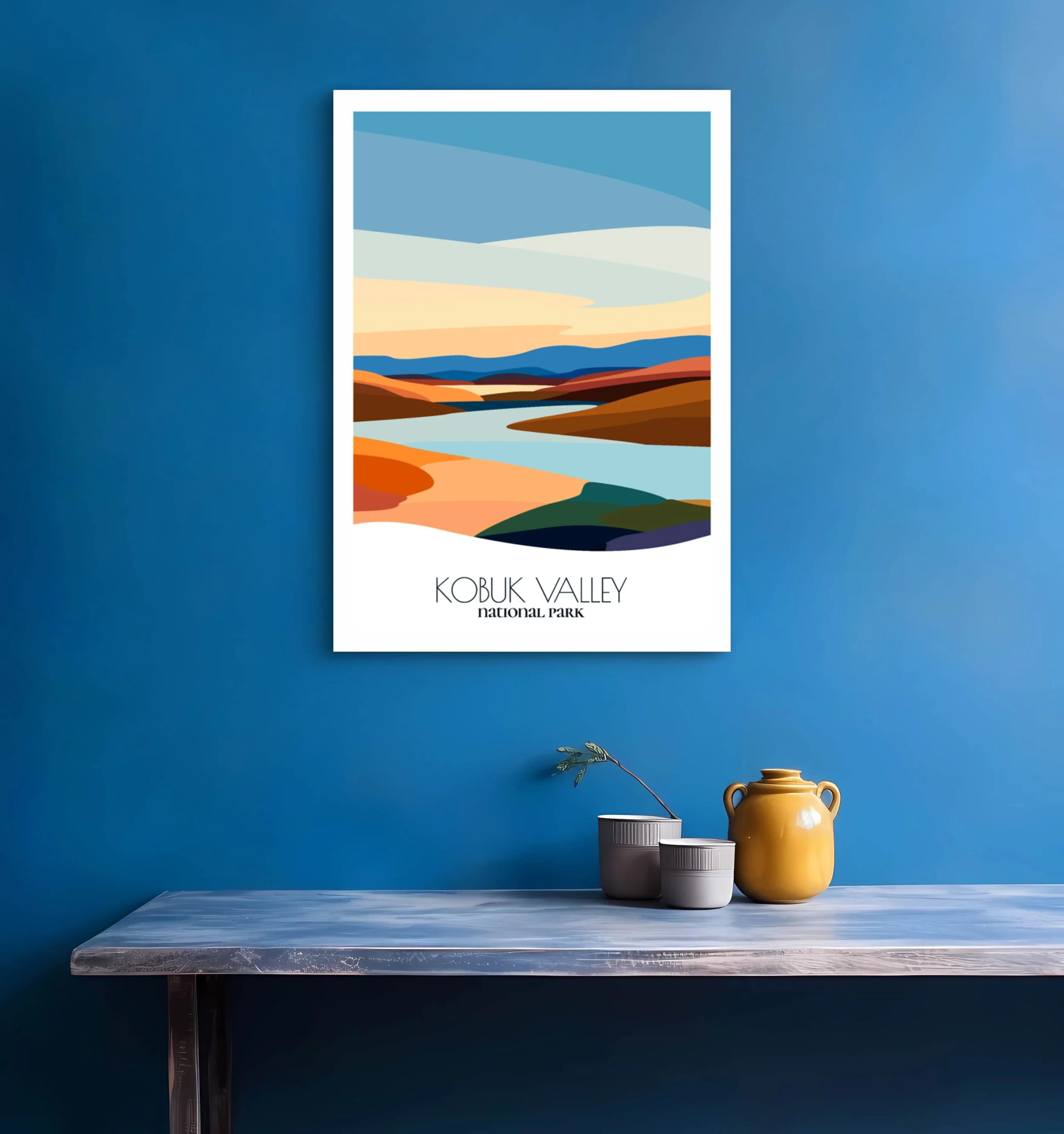Bedroom print of Kobuk Valley National Park with calming minimalist composition for Alaska homes.