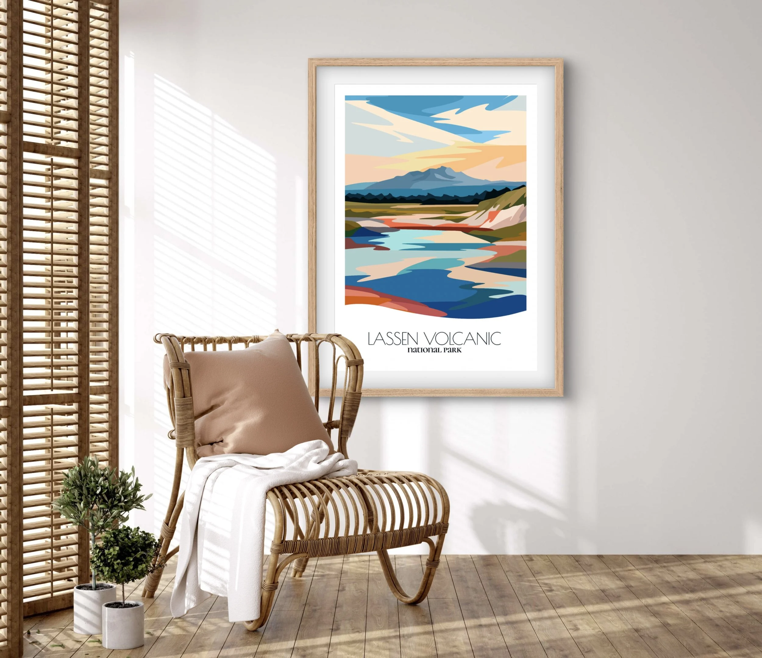 Retravell minimalist poster of lassen volcanic, branded travel art for collectors and fans.