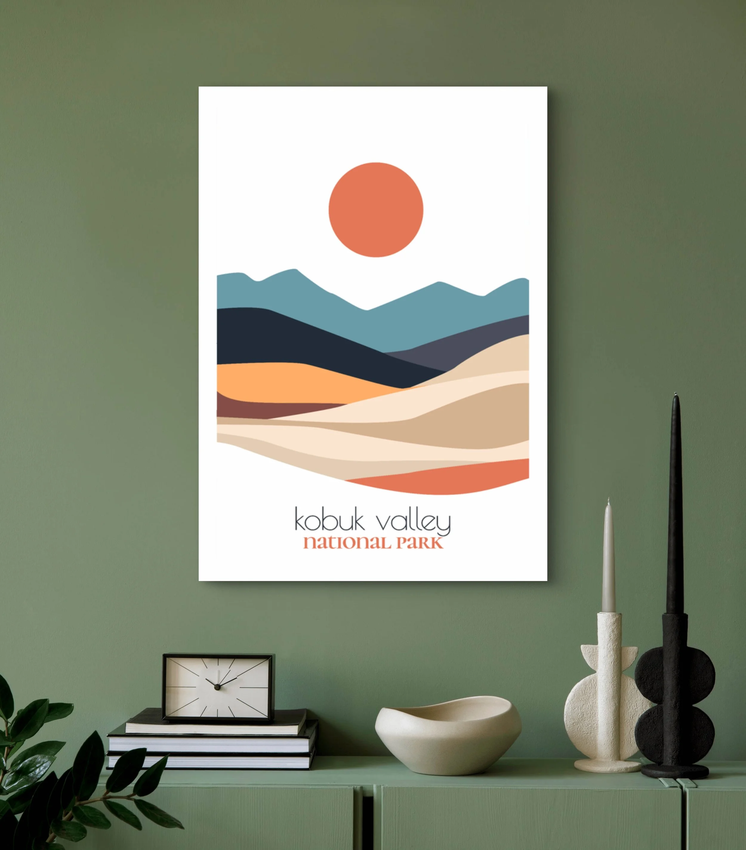 Modern Kobuk Valley travel print for minimalist home office decor