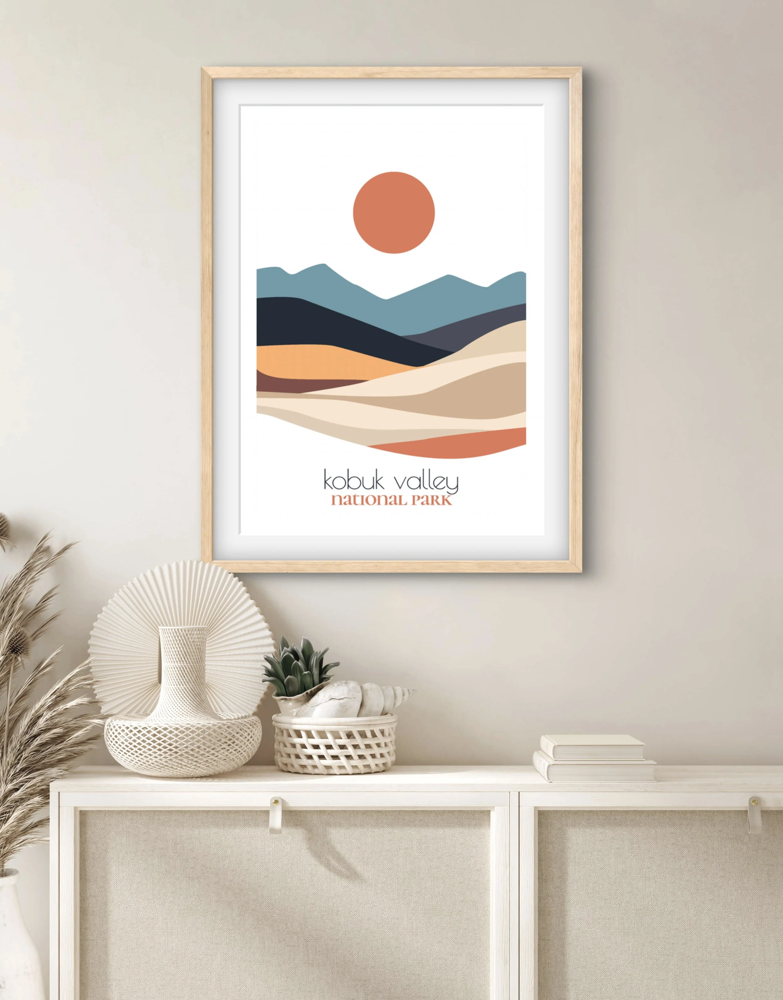 Size guide for Kobuk Valley national park posters and minimalist travel prints