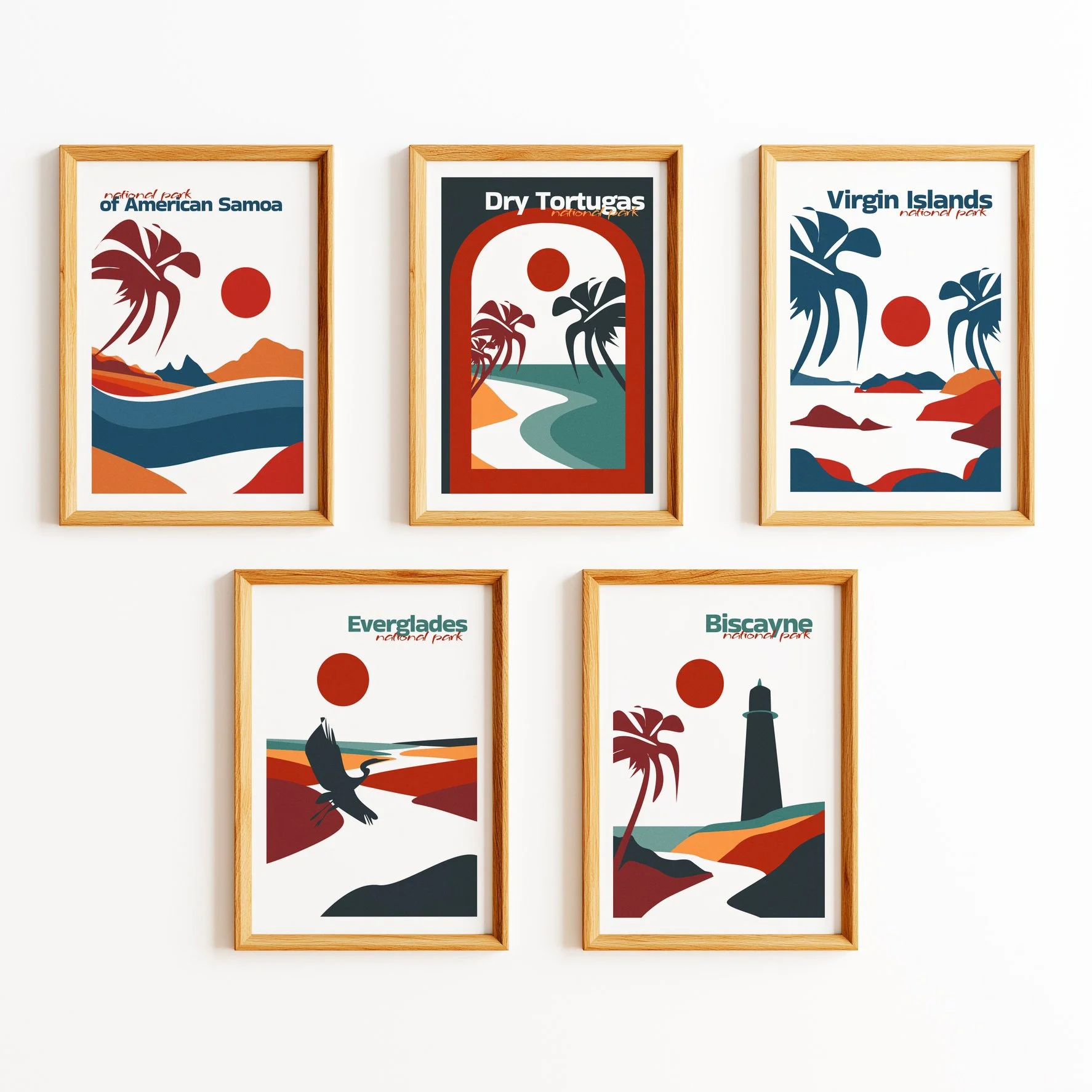 Set of 5 Tropical National Park Posters — Buy 5 Pay for 3, Save 40% | Boho Coastal
