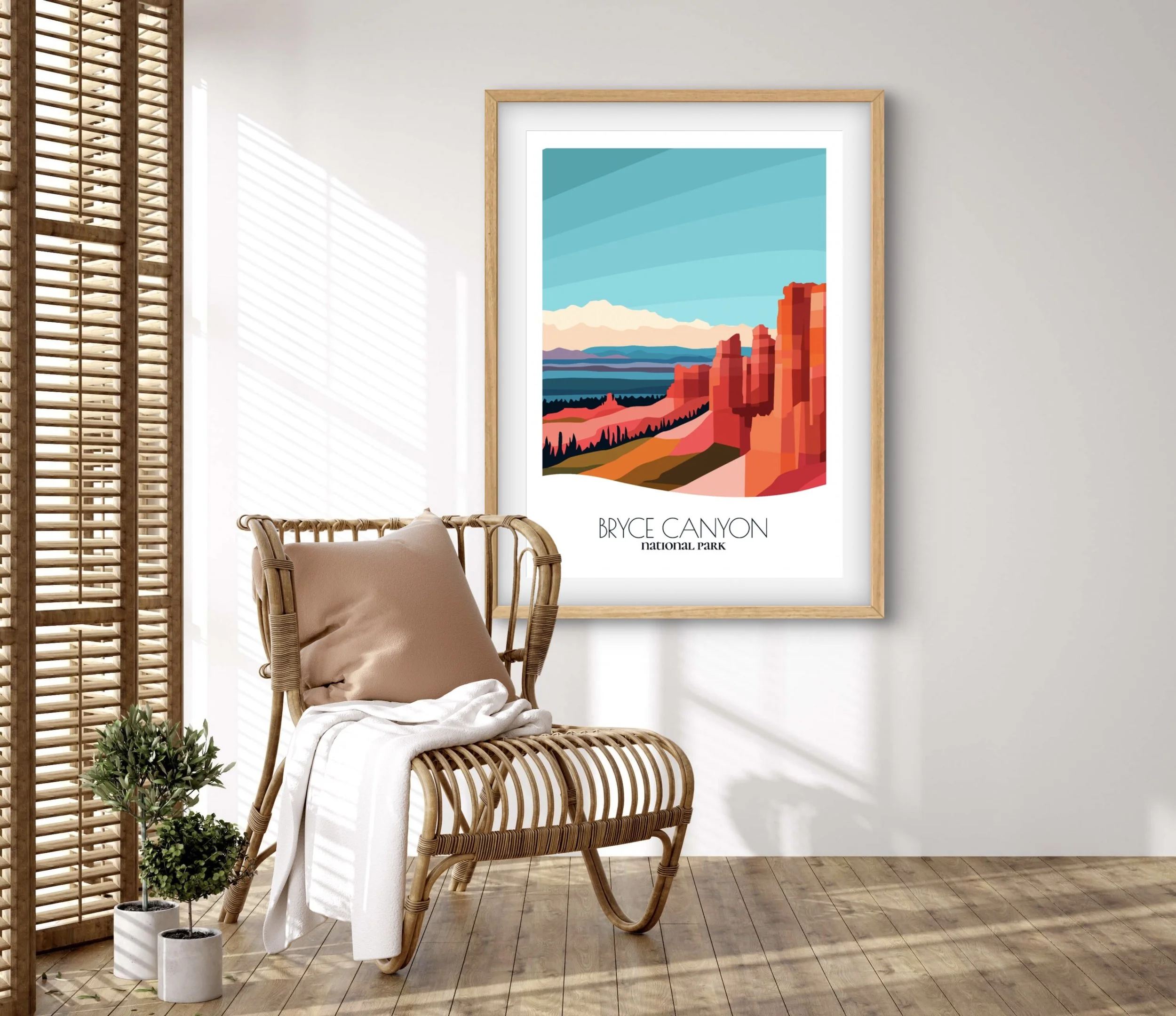 Retravell minimalist poster of Bryce Canyon National Park, branded travel art for collectors and fans.