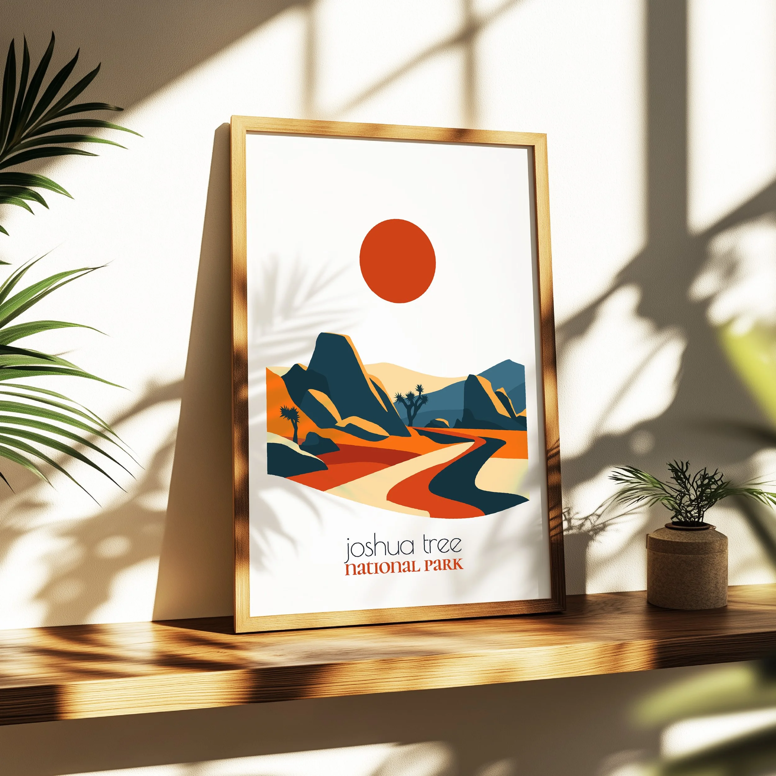 Joshua Tree national park print - soothing minimalist nature wall art for bedroom