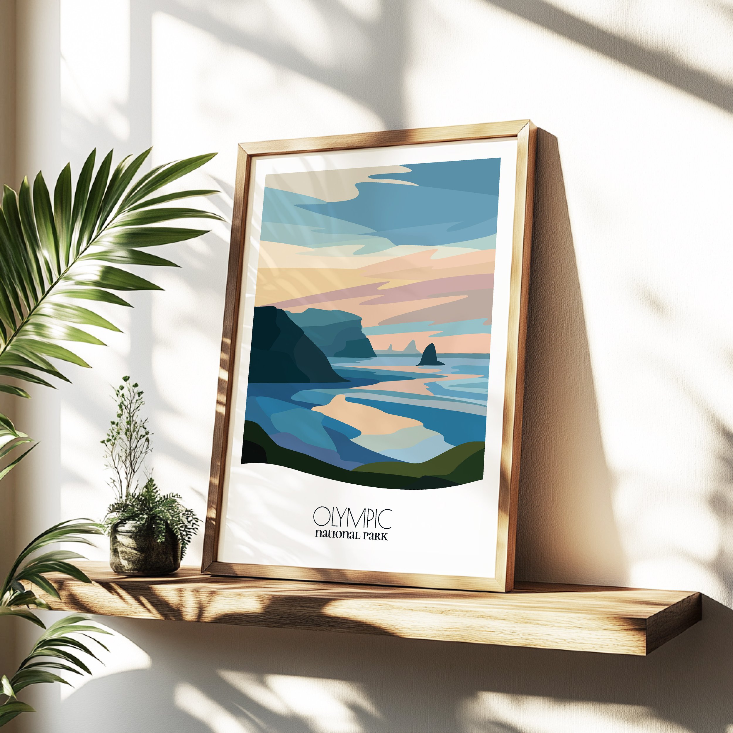 Minimalist travel poster of Olympic  with clean modern design for travelers.
