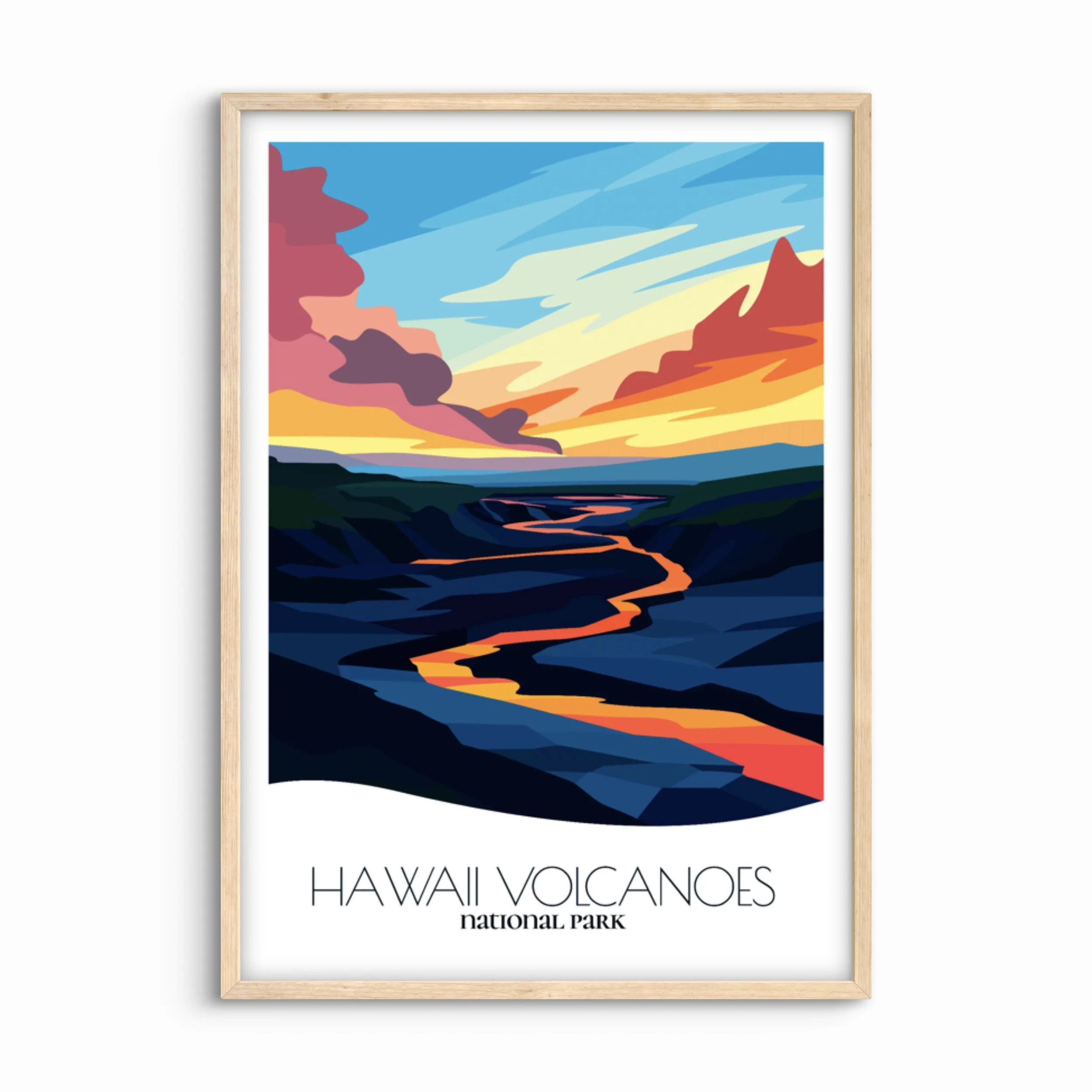 Hawaii Volcanoes National Park Abstract Travel Poster