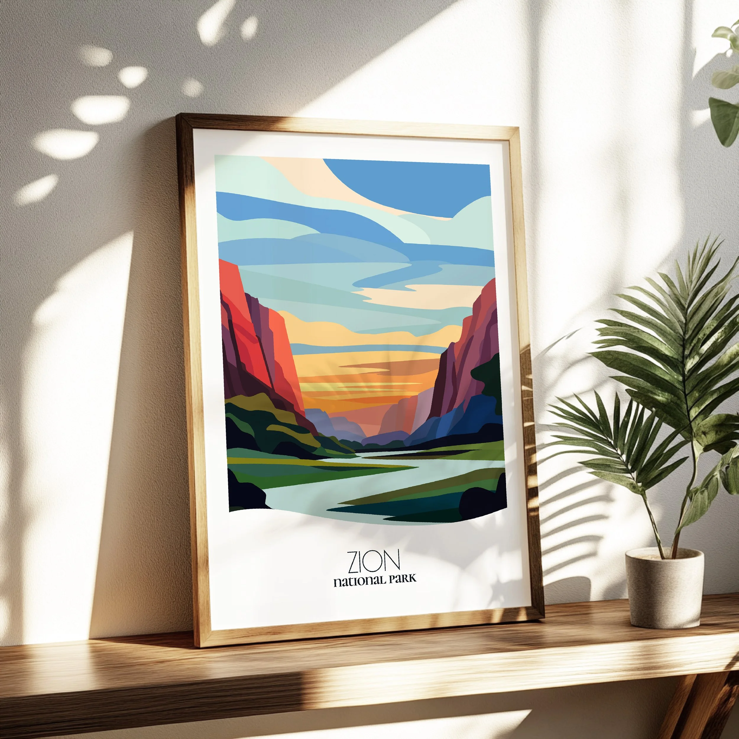 Living room wall decor featuring Zion  in neutral tones for modern interiors.