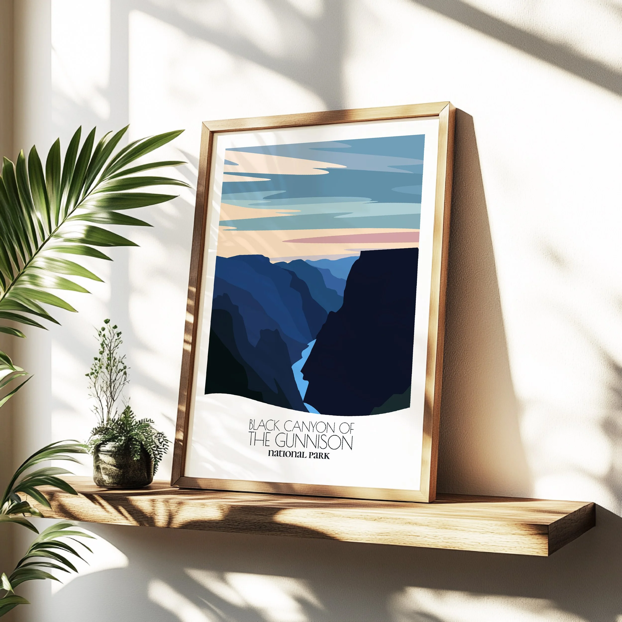 Minimalist travel poster of Black Canyon of the Gunnison with clean modern design for travelers.