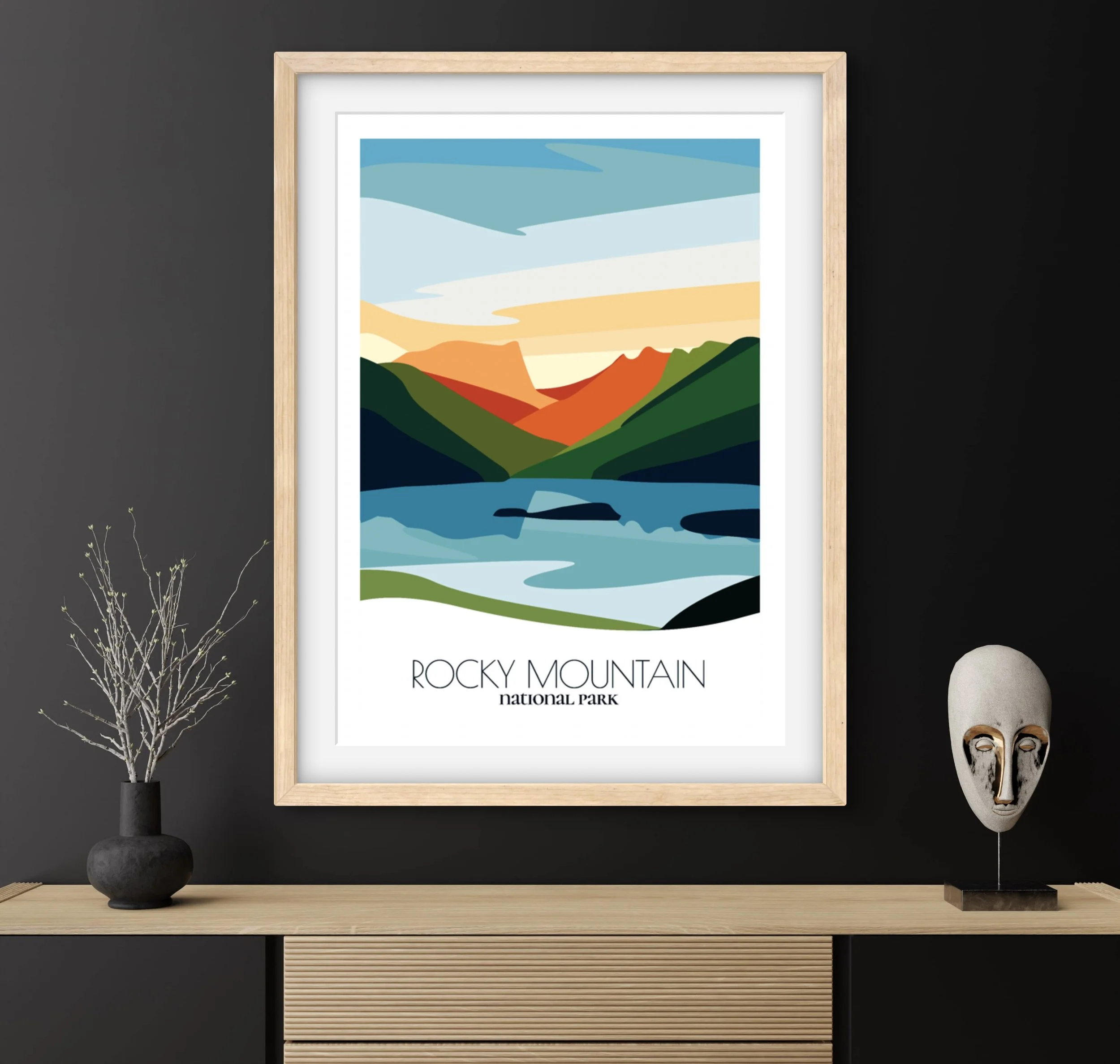 Travel gift idea: framed poster of Rocky Mountain National Park, ideal for adventure lovers.