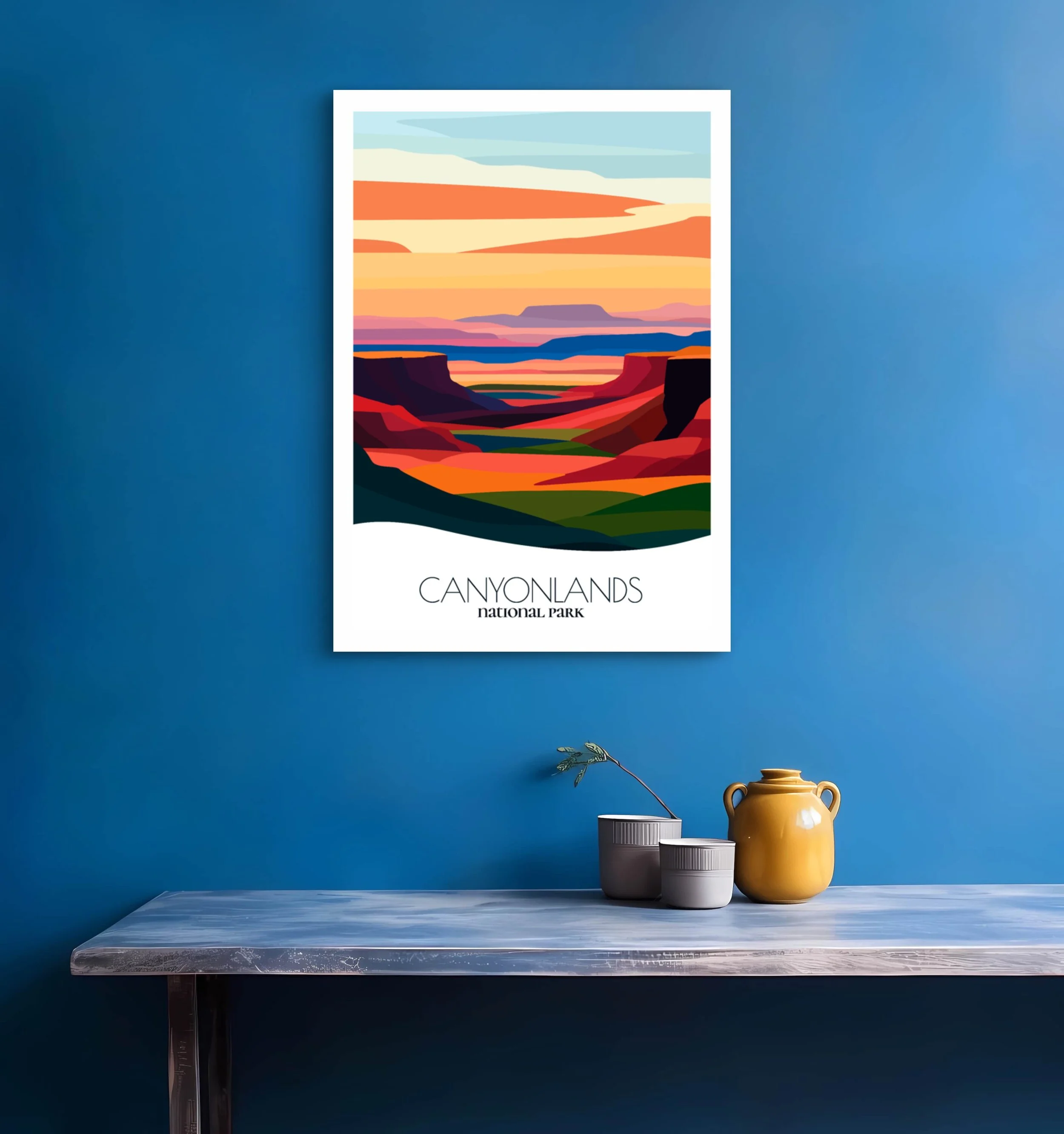 Bedroom print of Canyonlands National Park with calming minimalist composition for Utah homes.