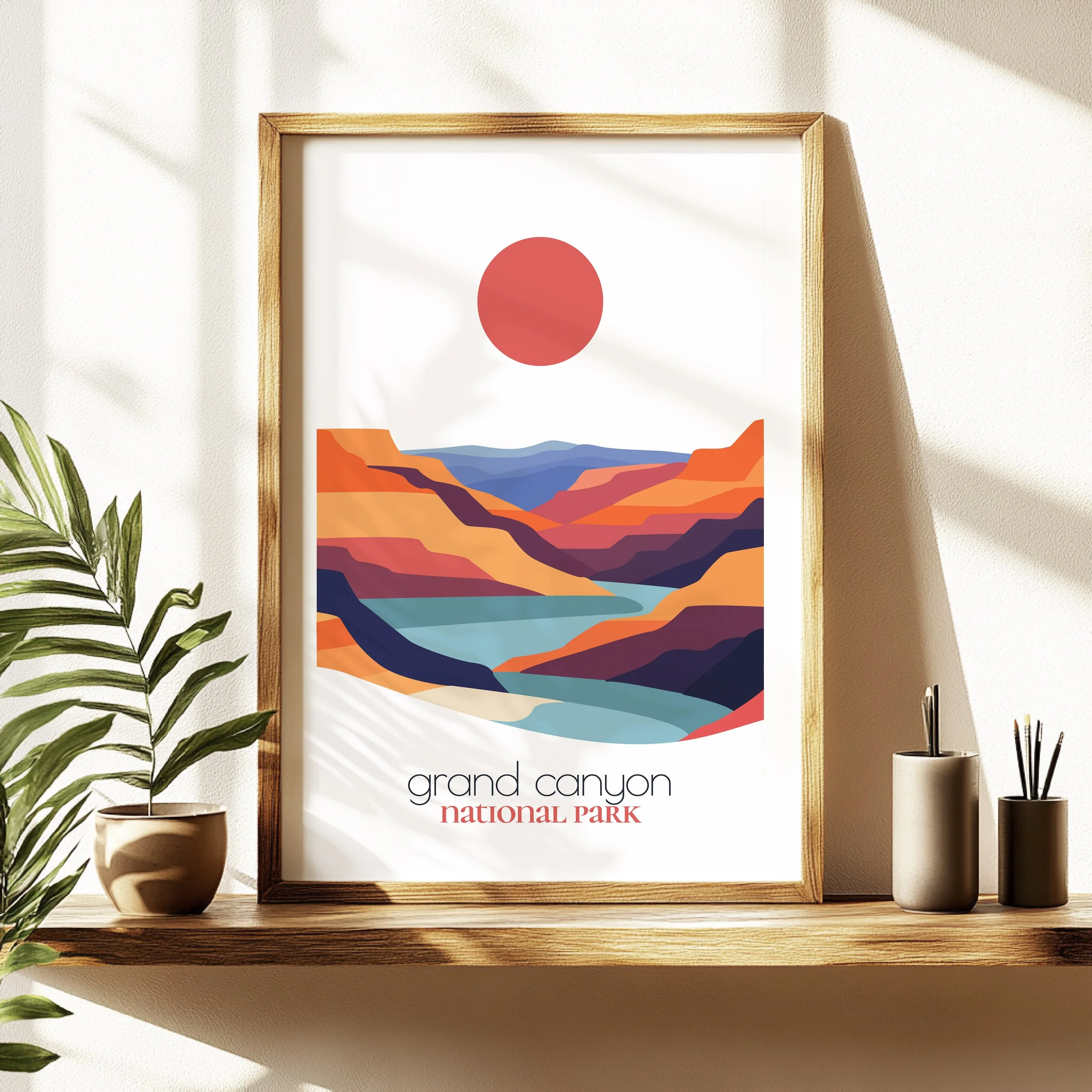 Grand Canyon travel poster in a minimalist living room design