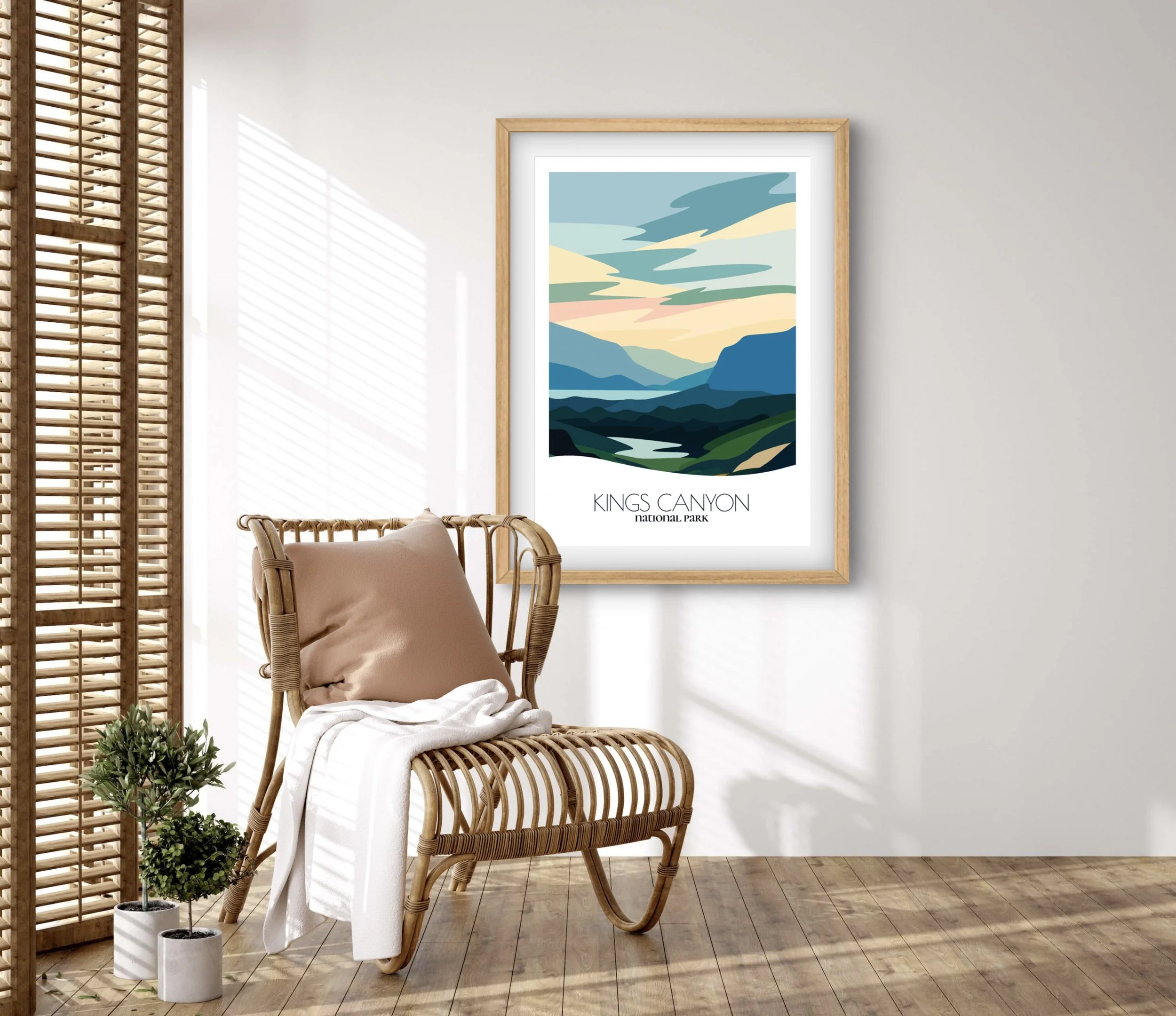 Retravell minimalist poster of Kings Canyon National Park, branded travel art for collectors and fans.